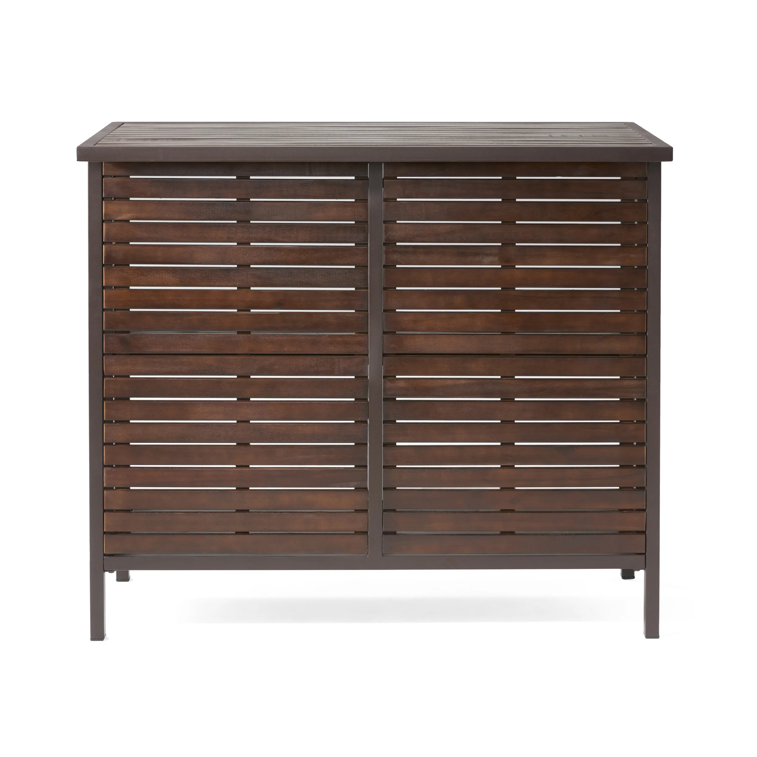 Isabel Dark Brown Acacia Wood & Rustic Metal Bar With 30-Inch Barstools - furnishings