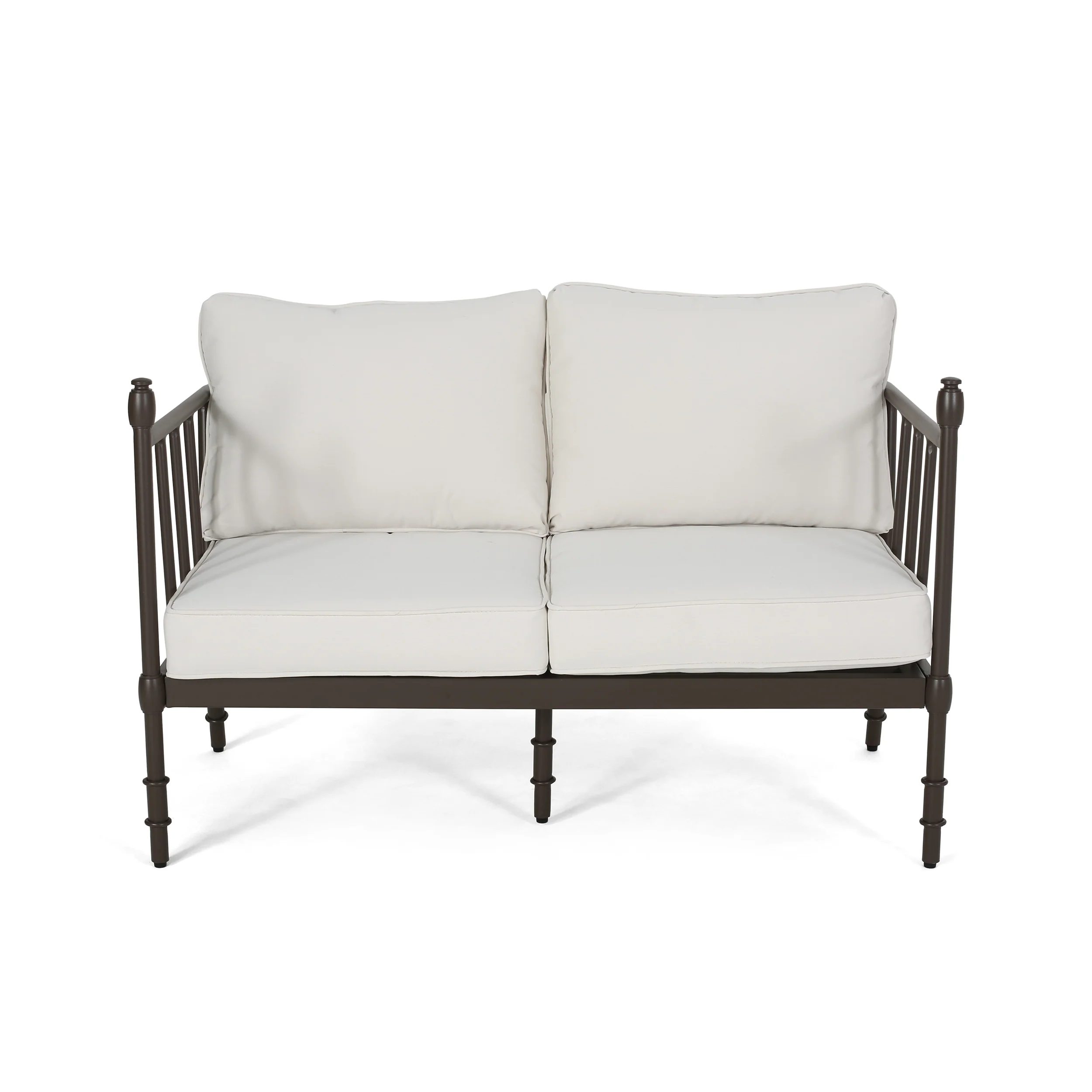 Francis Outdoor Aluminum Loveseat and Coffee Table with Cushions - furnishings