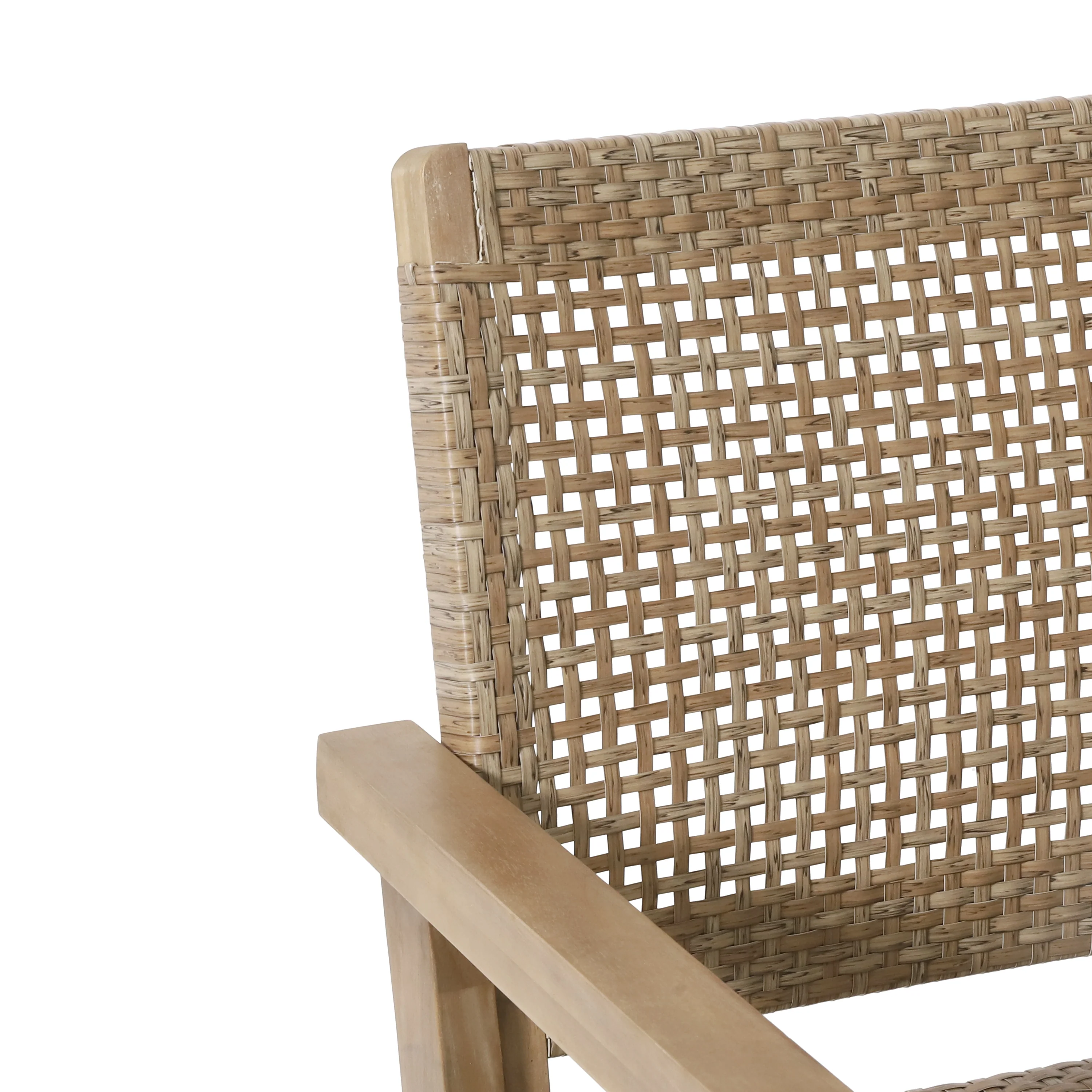 Elmcrest Outdoor Wicker and Acacia Wood Club Chairs, Set of 2, Light Multibrown and Light Brown - furnishings