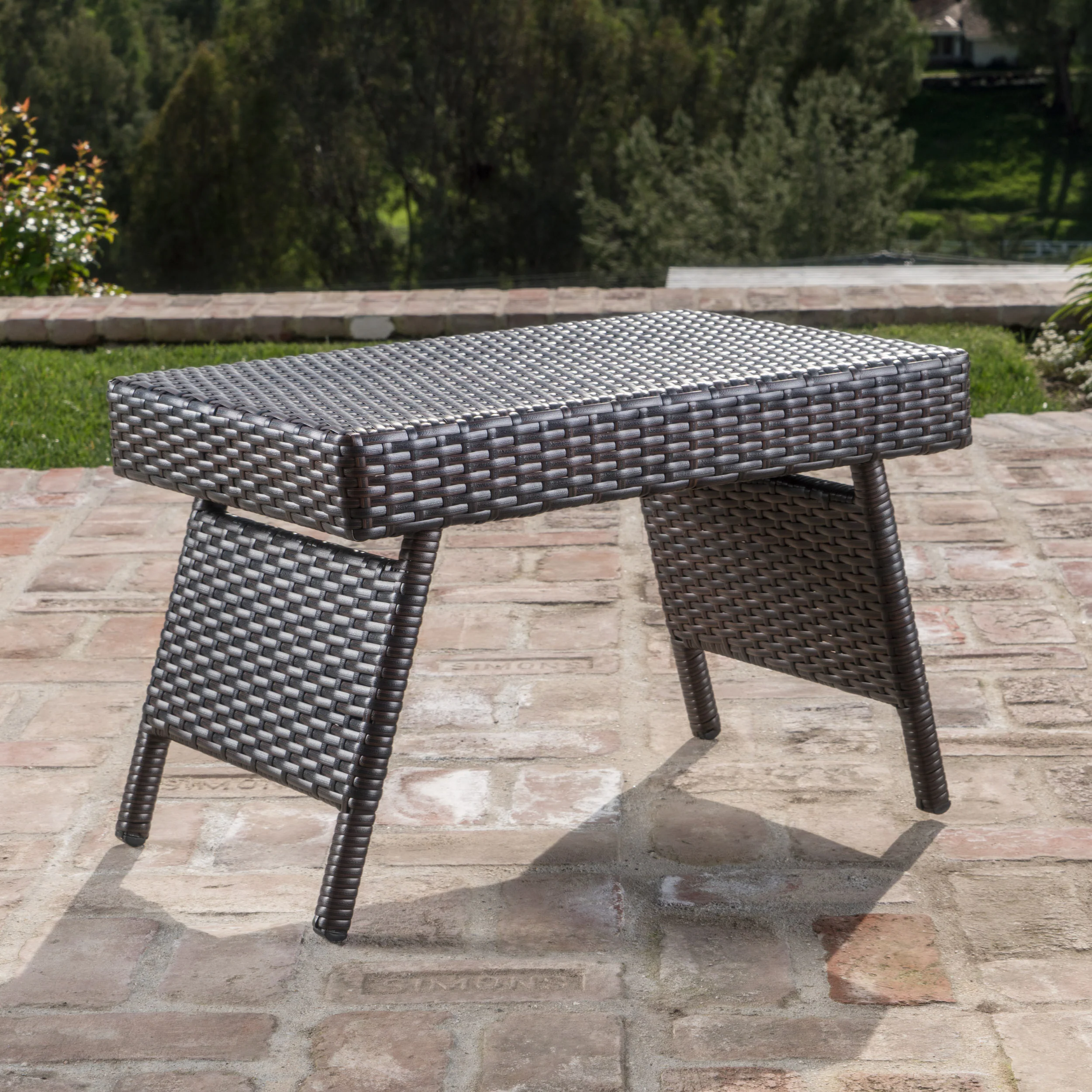 Thelma Outdoor Wicker Chaise Lounge w/ Aluminum Frame & Table - furnishings