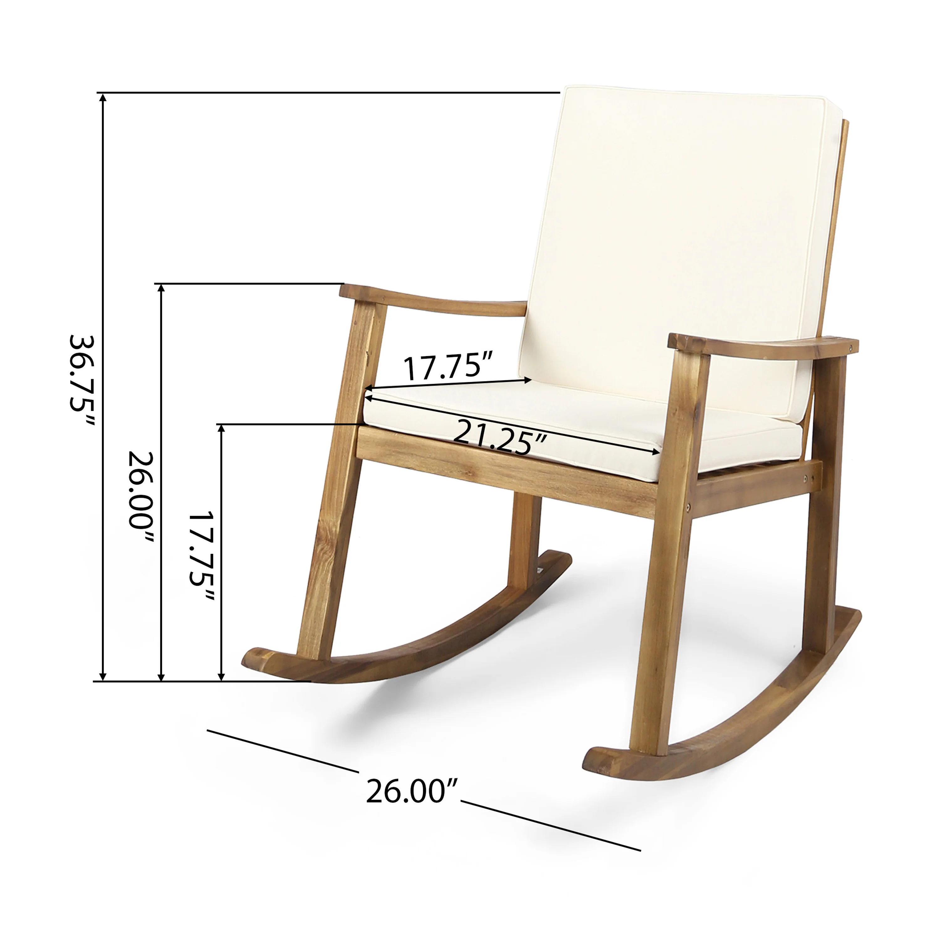 Aeney Outdoor Acacia Wood Rocking Chair - furnishings