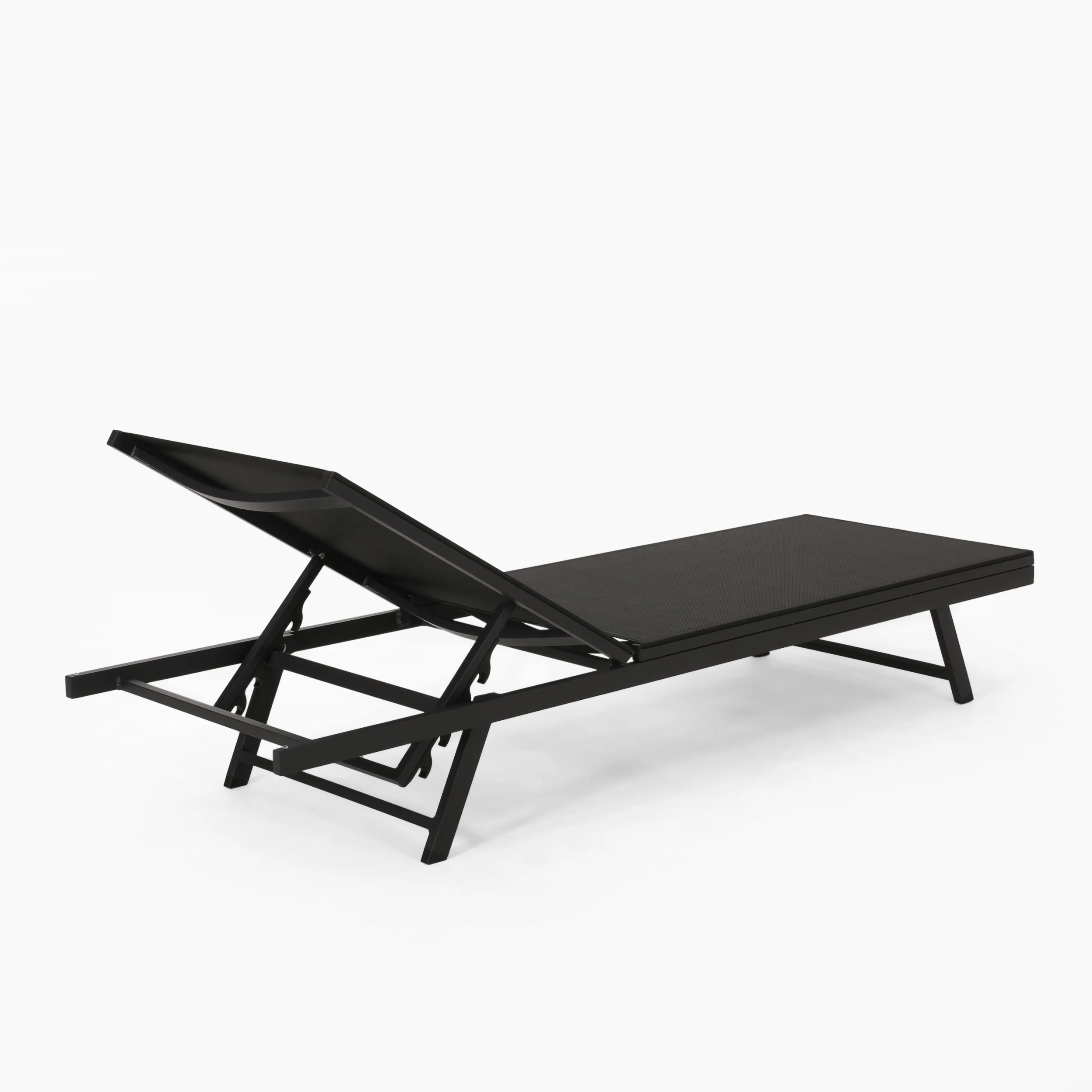 Simon Outdoor Aluminum Chaise Lounge with Mesh Seating (Set of 2) - furnishings