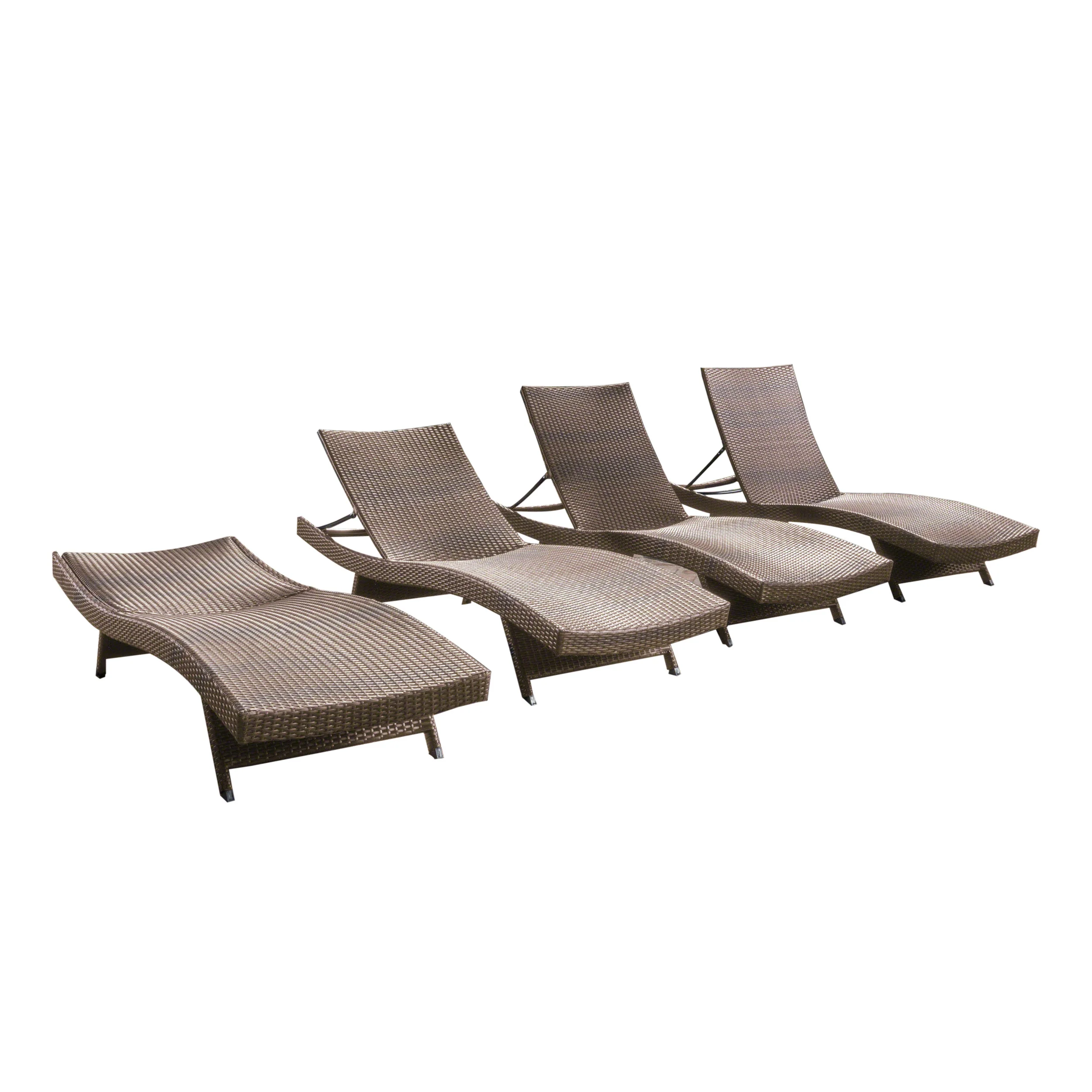 Lakeport Outdoor Mixed Mocha Wicker Armless Chaise Lounge (Set of 2) - furnishings