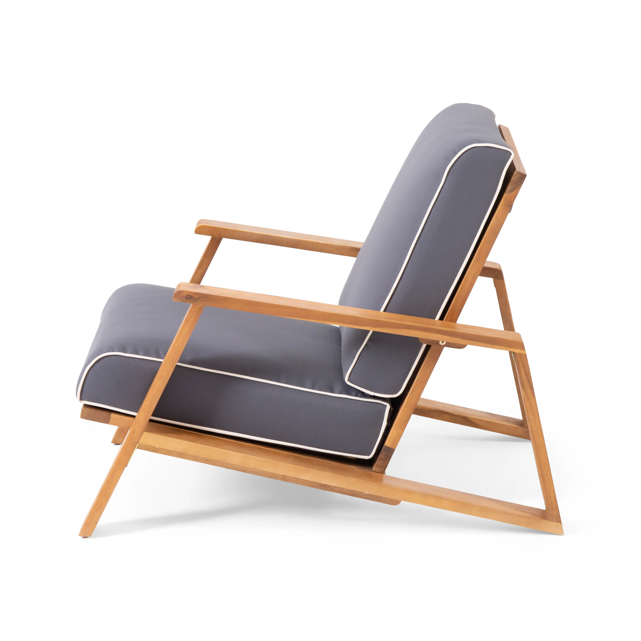Youssef Outdoor Acacia Wood Club Chair with Cushion - furnishings