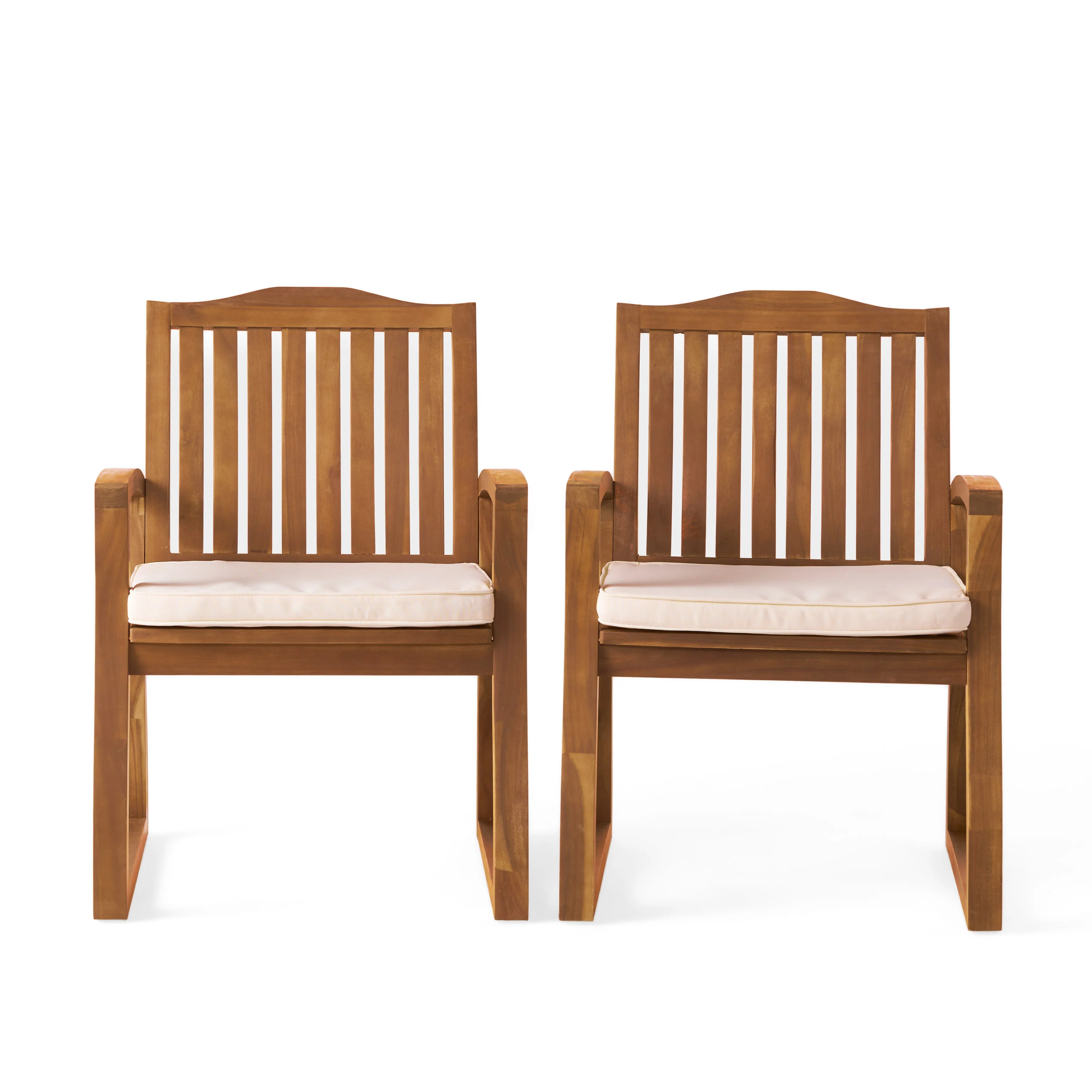Tampa Teak Finish Acacia Wood Outdoors Dining Chairs (Set of 2) - furnishings
