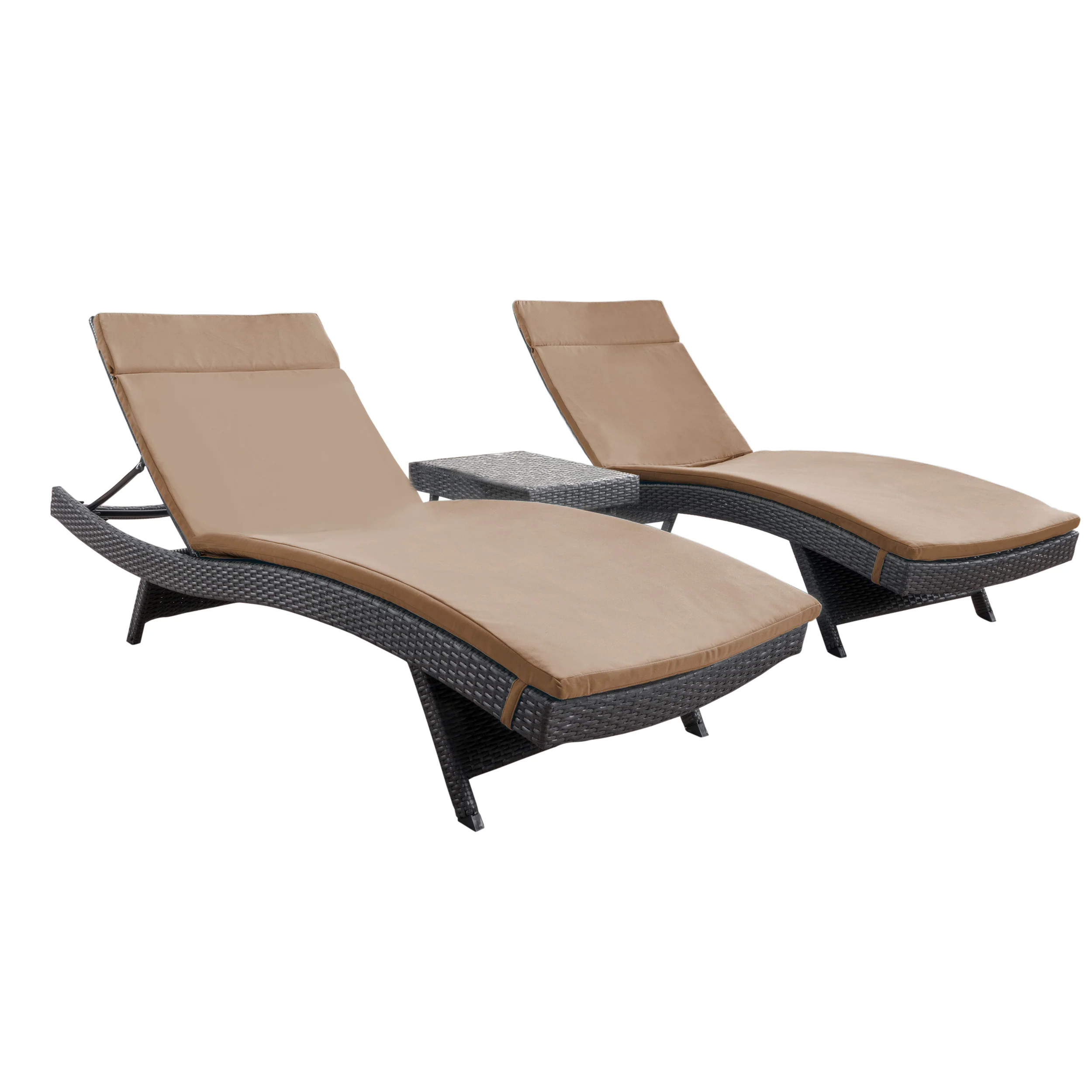 Lakeport 3pc Outdoor Wicker Chaise Lounge Chair & Table Set - furnishings