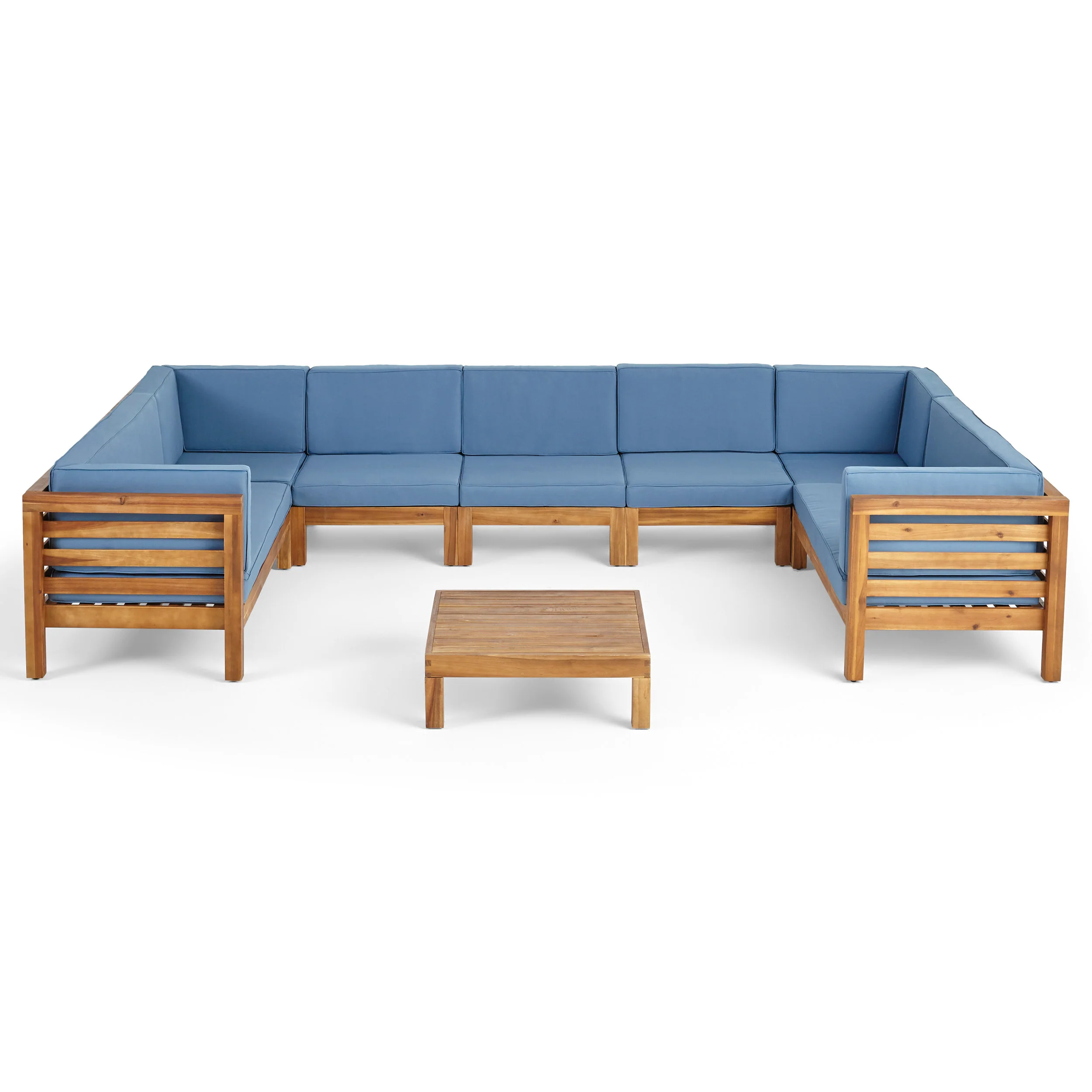 Emma Outdoor 9 Seater Acacia Wood Sectional Sofa Set - furnishings