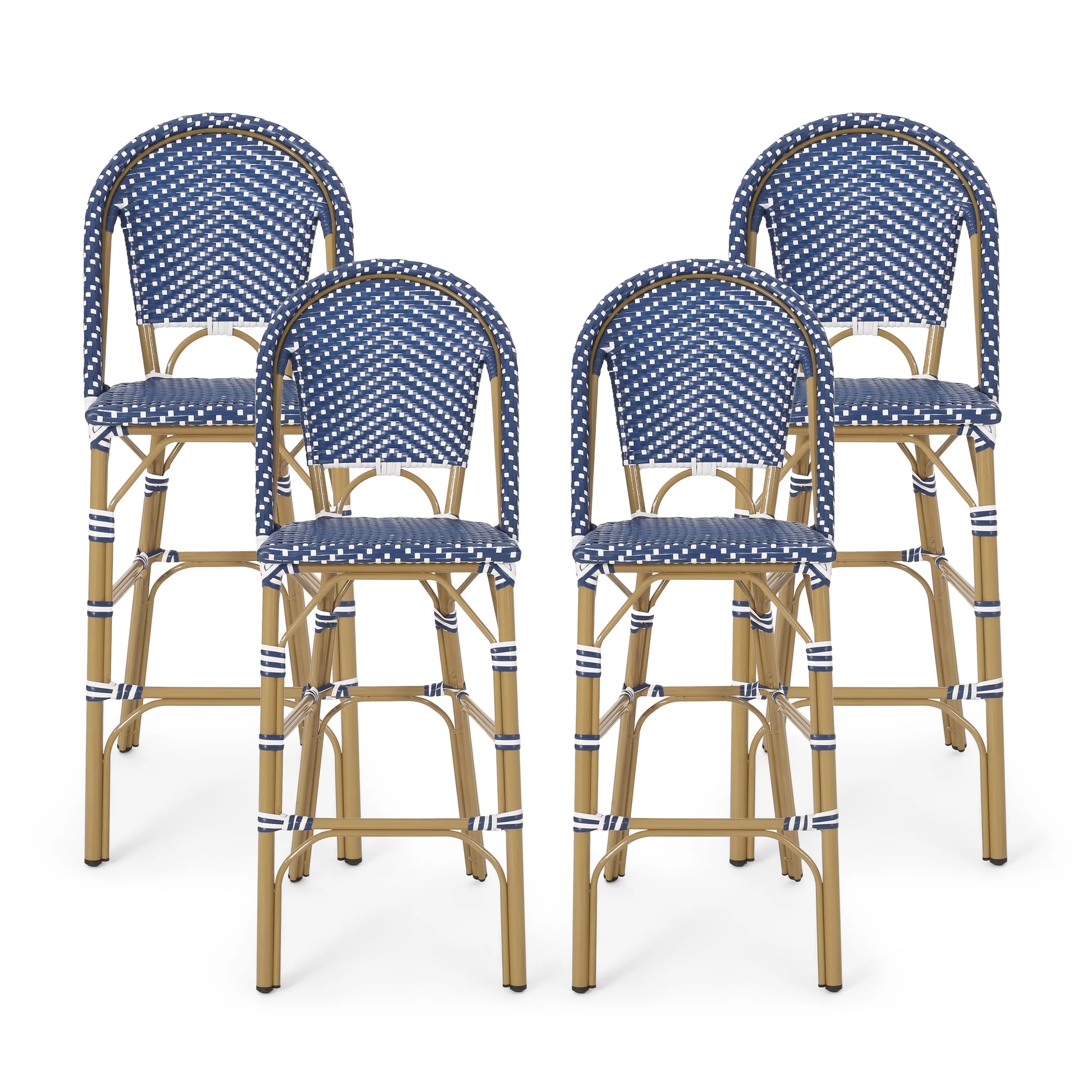Grelton Outdoor Aluminum French Barstools, Set of 4 - furnishings