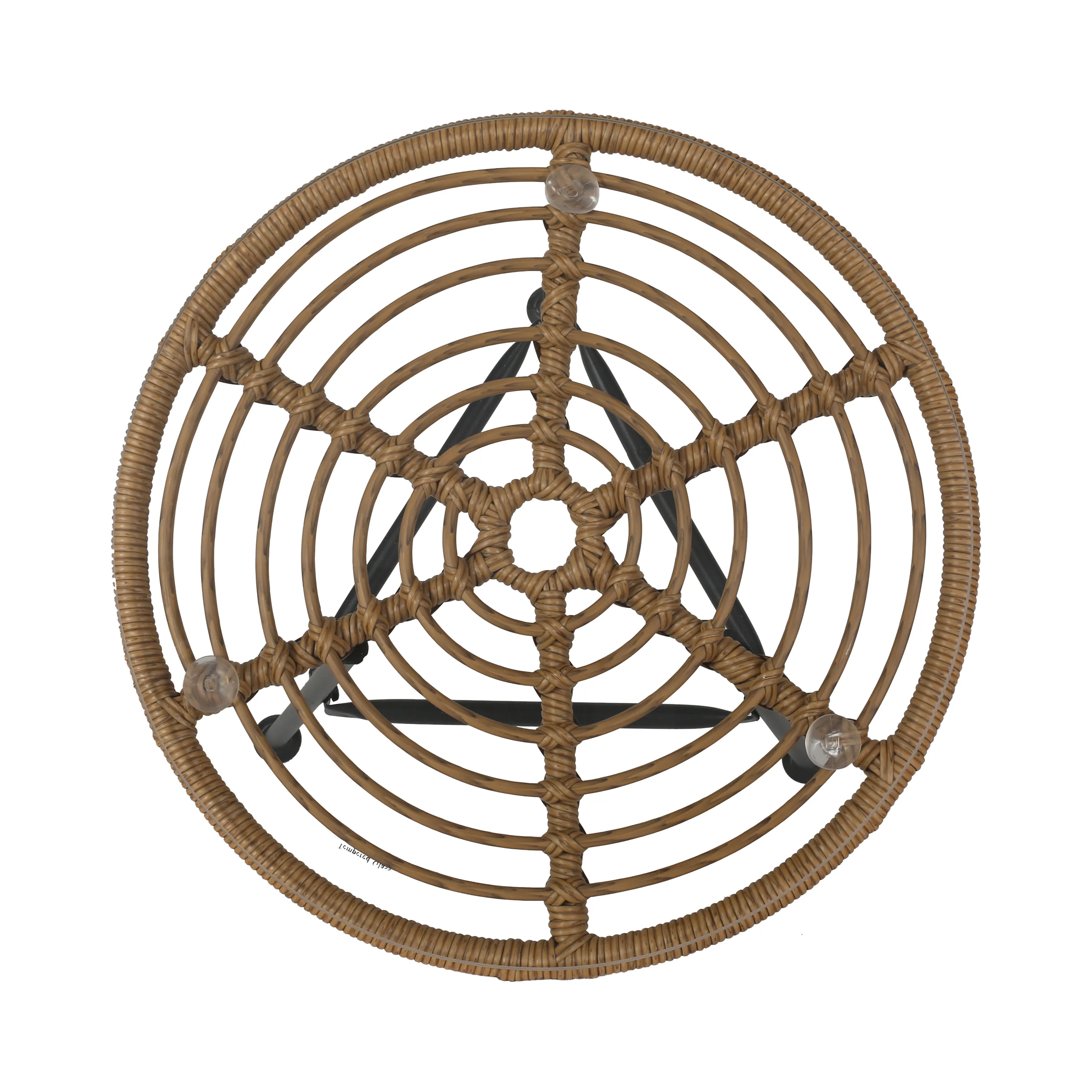 Rodney Outdoor Woven Faux Rattan Side Table with Glass Top - furnishings