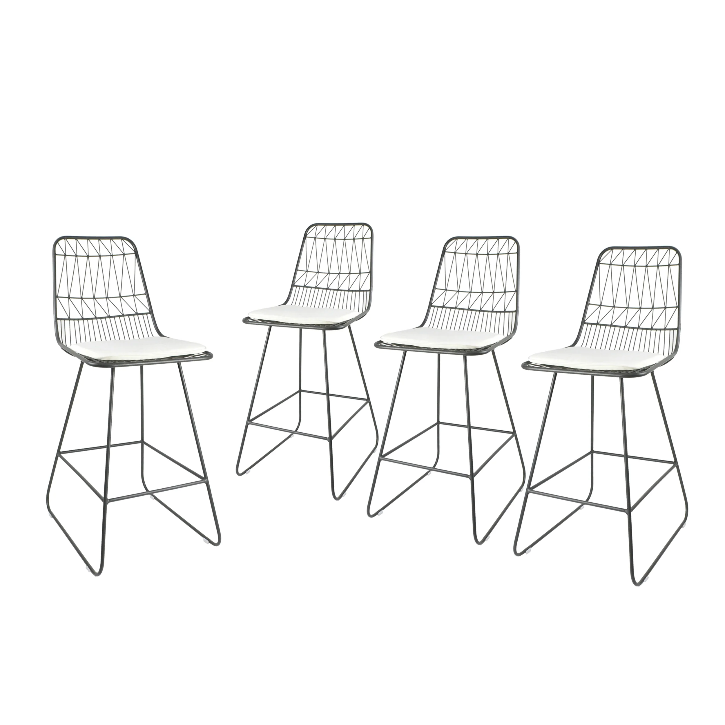 Hedy Outdoor Wire Counter Stools with Cushions (Set of 4) - furnishings