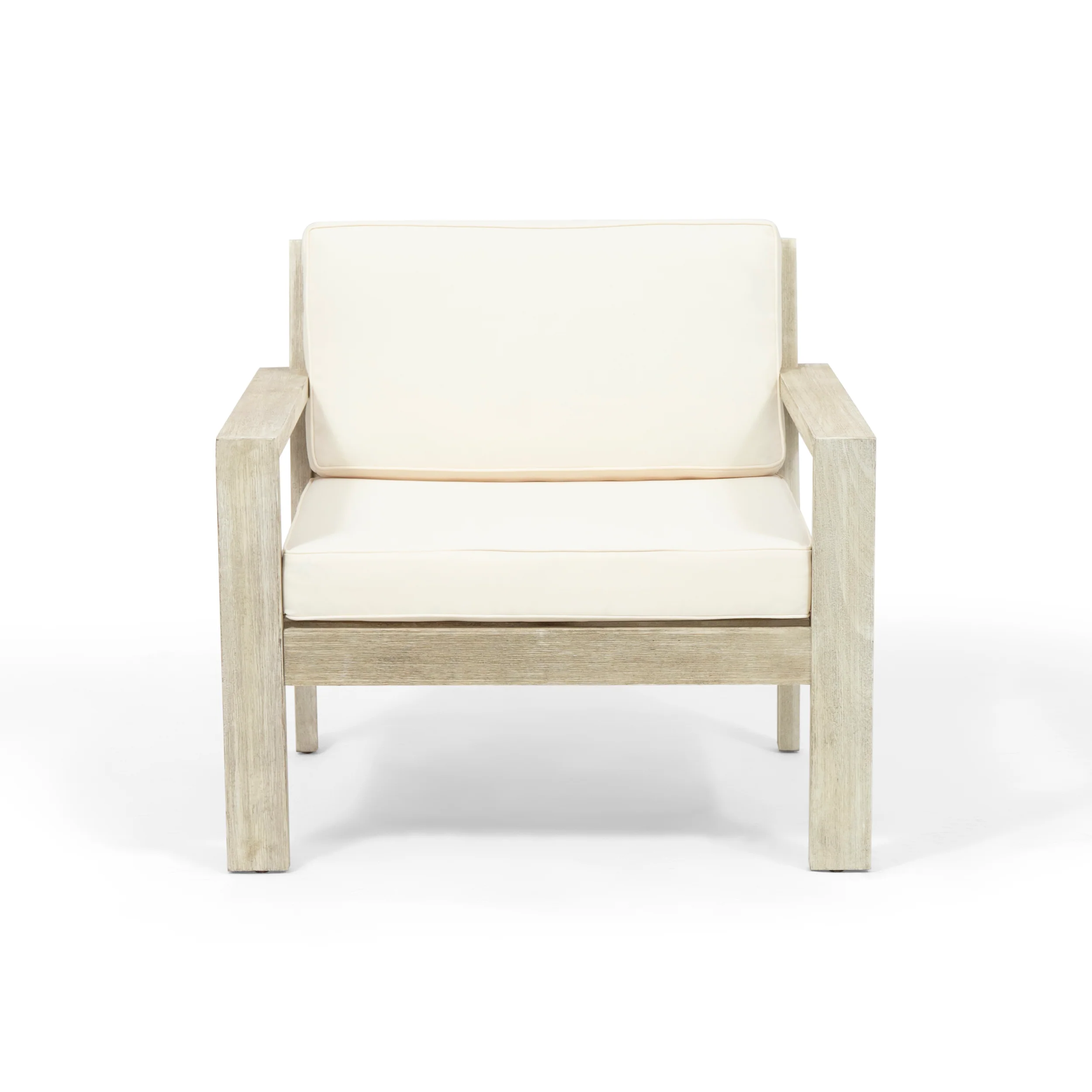 Ben Outdoor Acacia Wood Club Chairs with Cushions (Set of 2) - furnishings