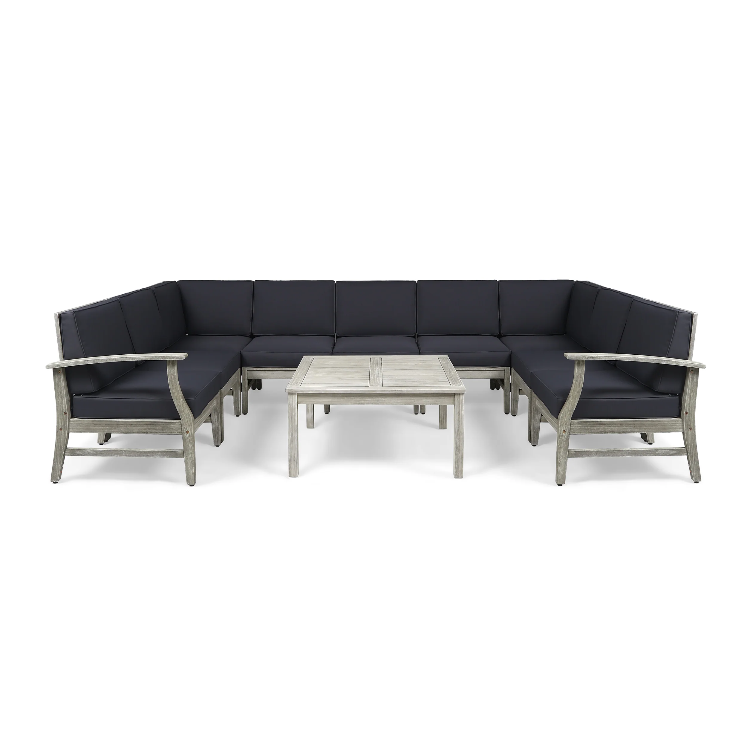 Judith Outdoor 10 Piece Acacia Wood Sofa Sectional Set - furnishings