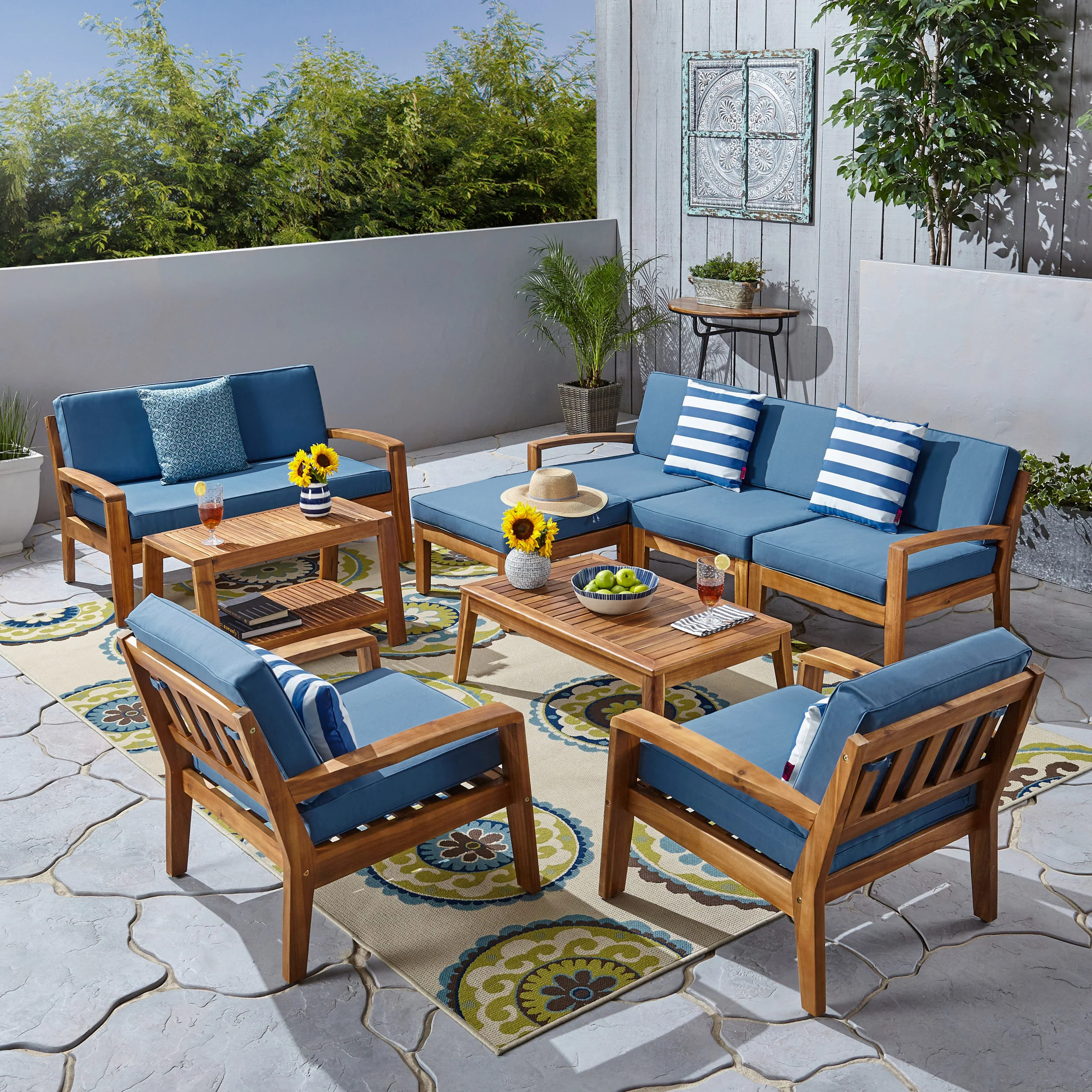 Parma 7-Seater Sectional Sofa Set For Patio with Loveseat - furnishings