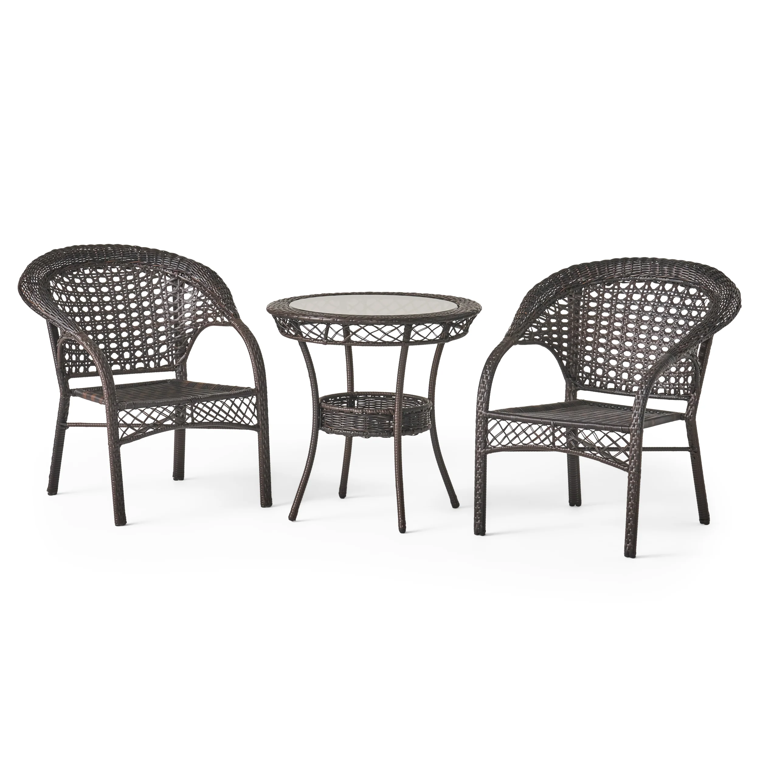 Malibu Brown 3pc Wicker Bistro Set - furnishings