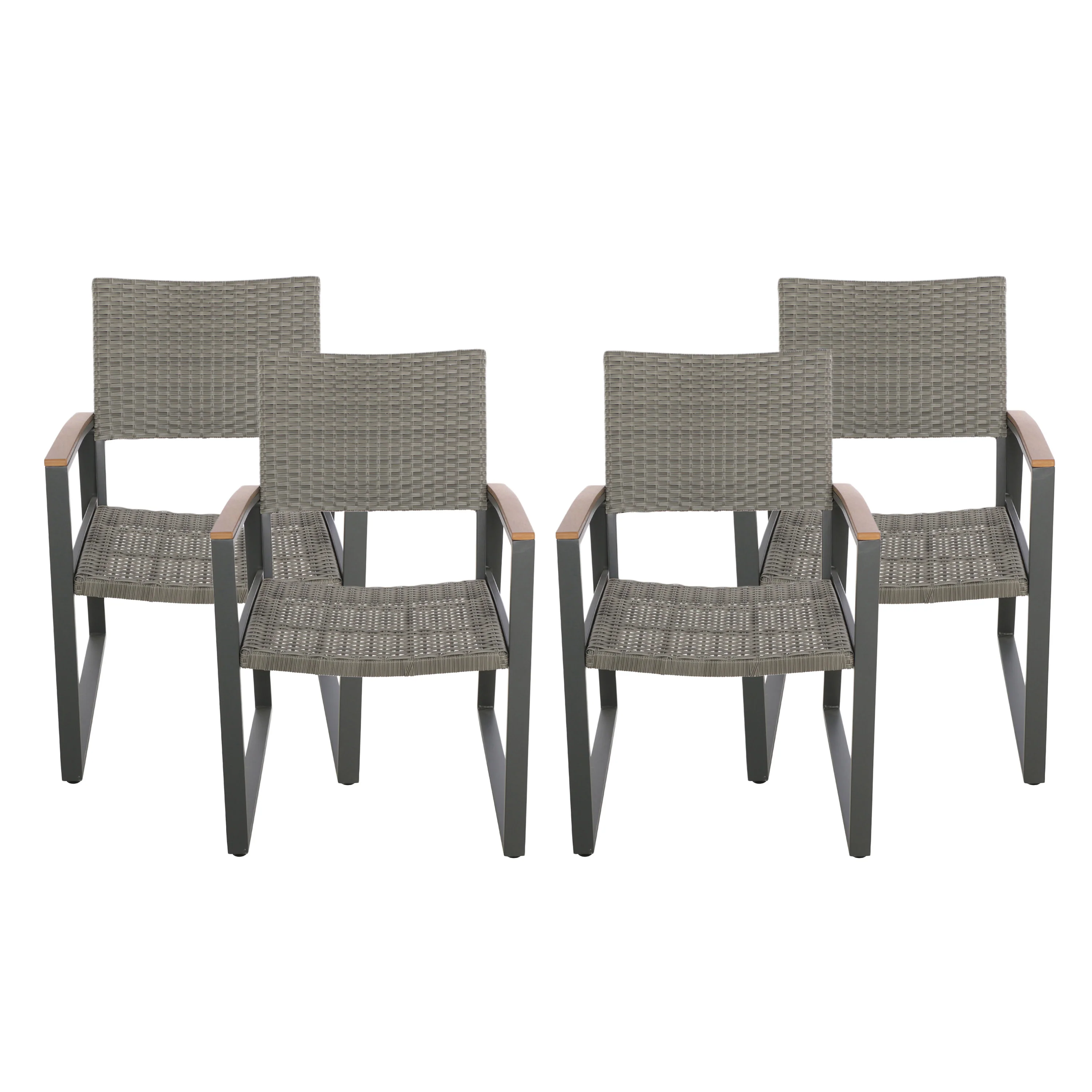 Augusta Outdoor Aluminum Dining Chairs with Faux Wood Accents - furnishings