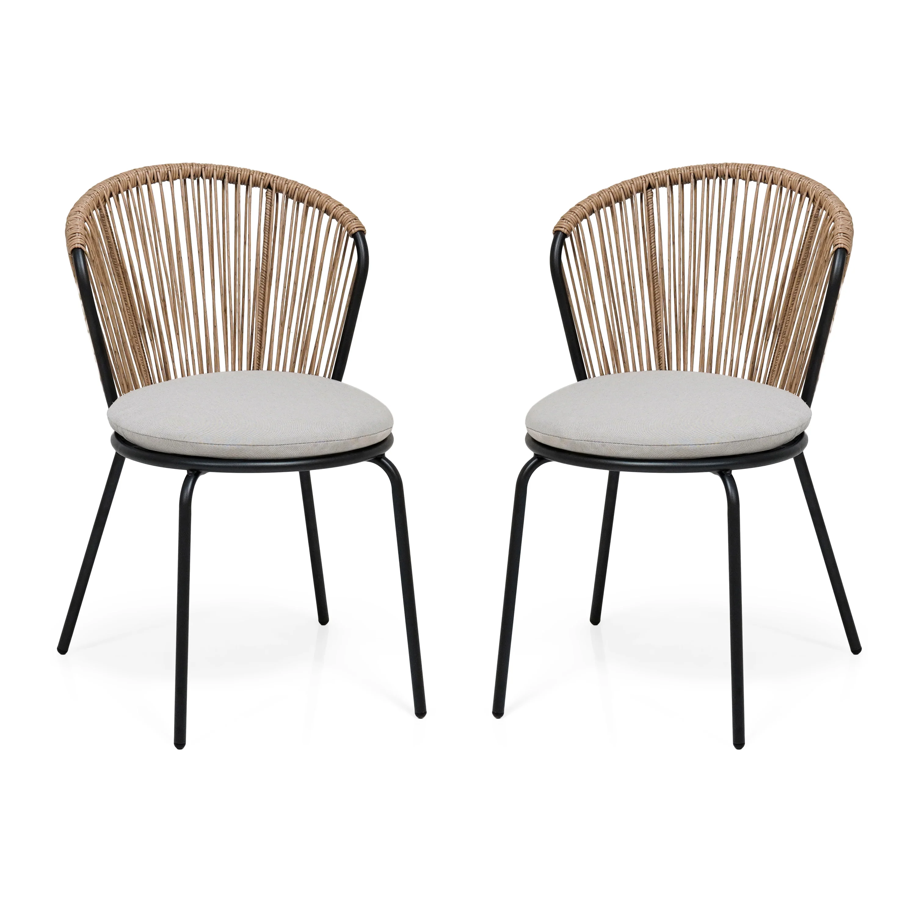 Sunny Indoor & Outdoor Rattan Dining Chair with Cushion Set of 2 - furnishings