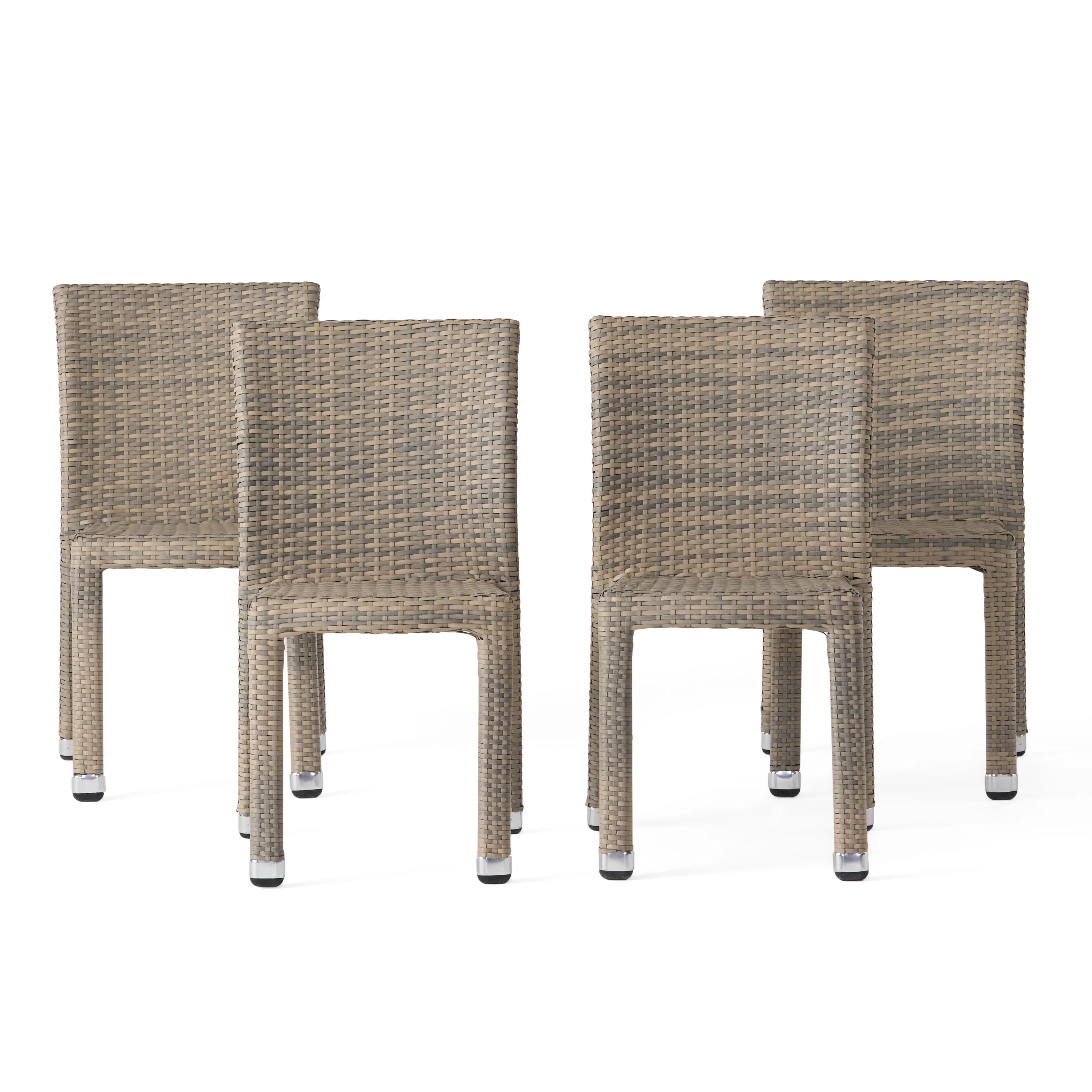 Dorside Outdoor Wicker Armless Stack Chairs With Aluminum Frame - furnishings