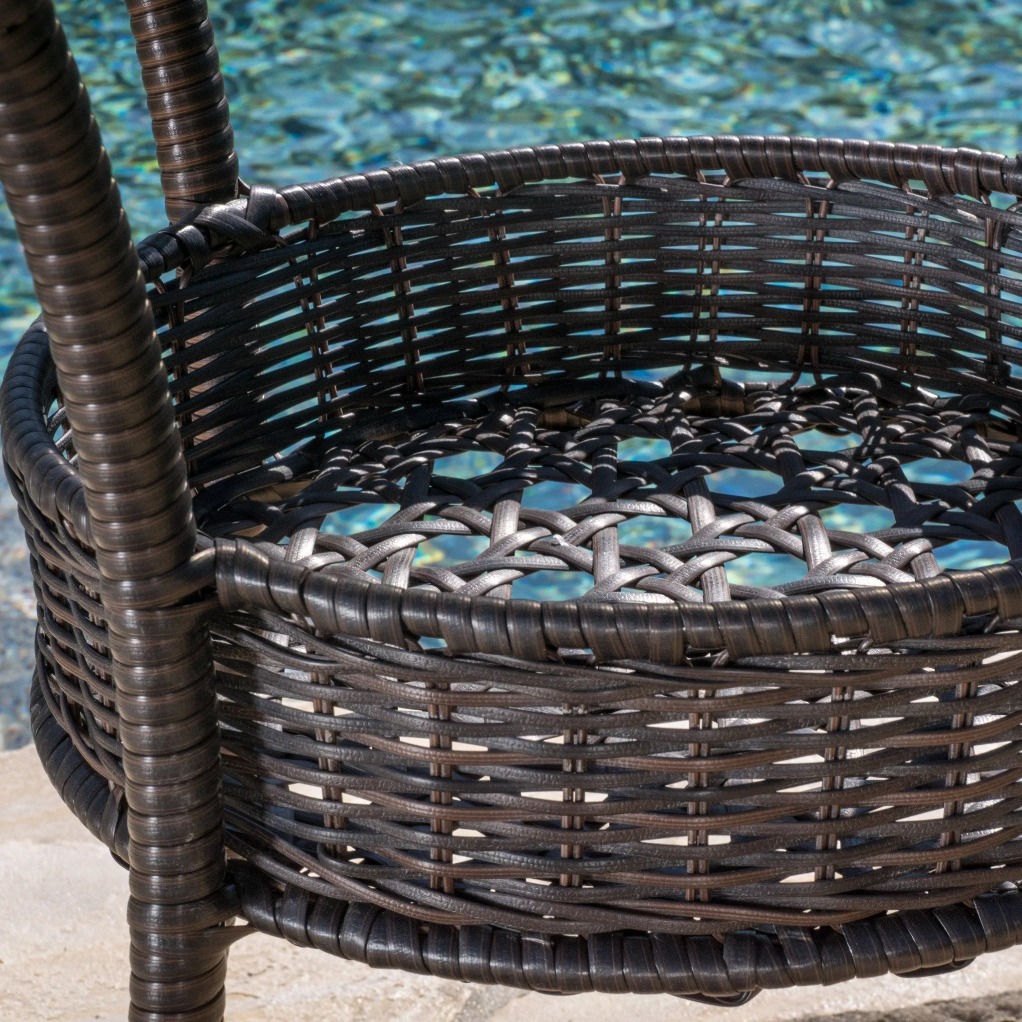 Dana Outdoor 3-Piece Multi-Brown Wicker Bistro Set with Tempered Glass Top - furnishings