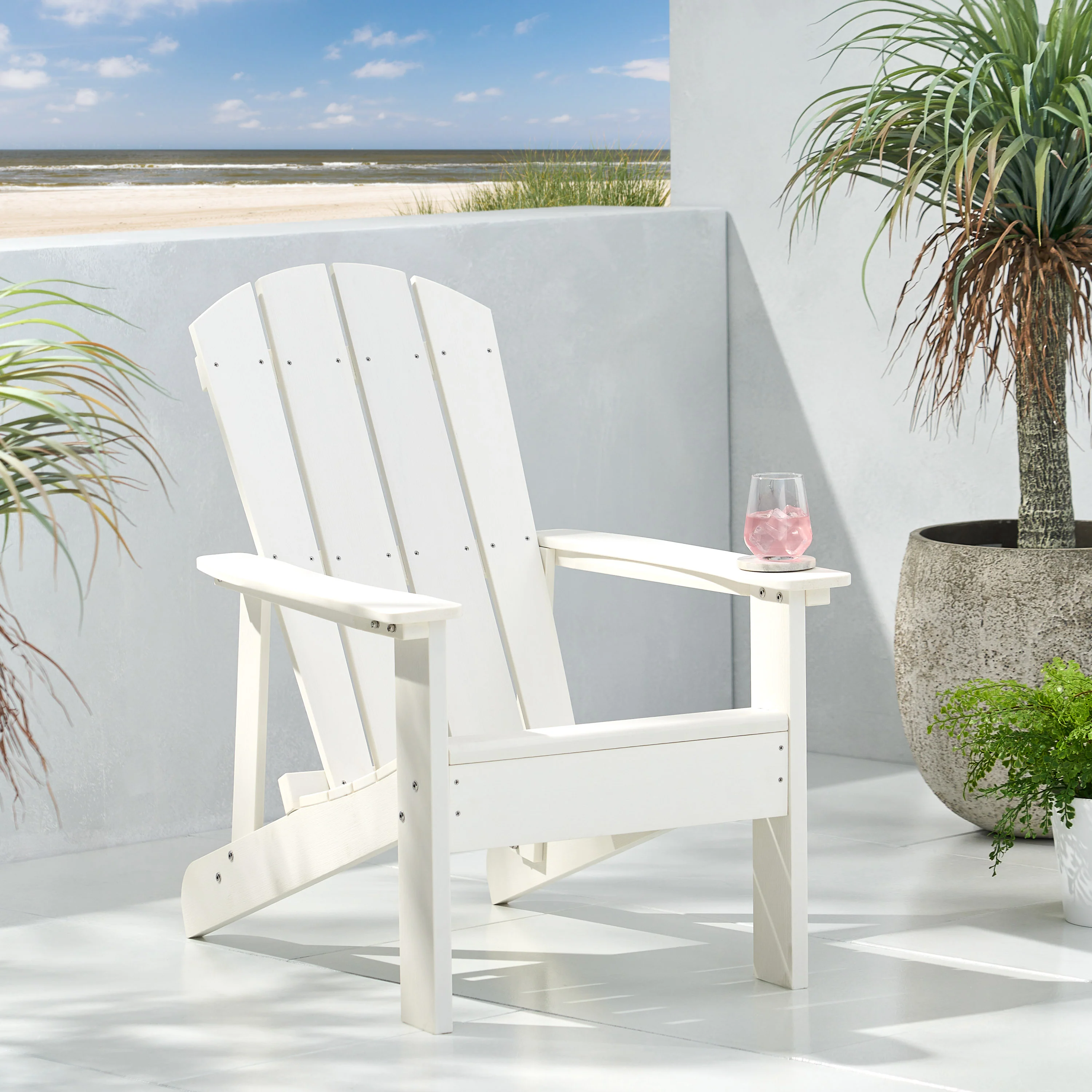Anastasija Outdoor Faux Wood Adirondack Chair - furnishings