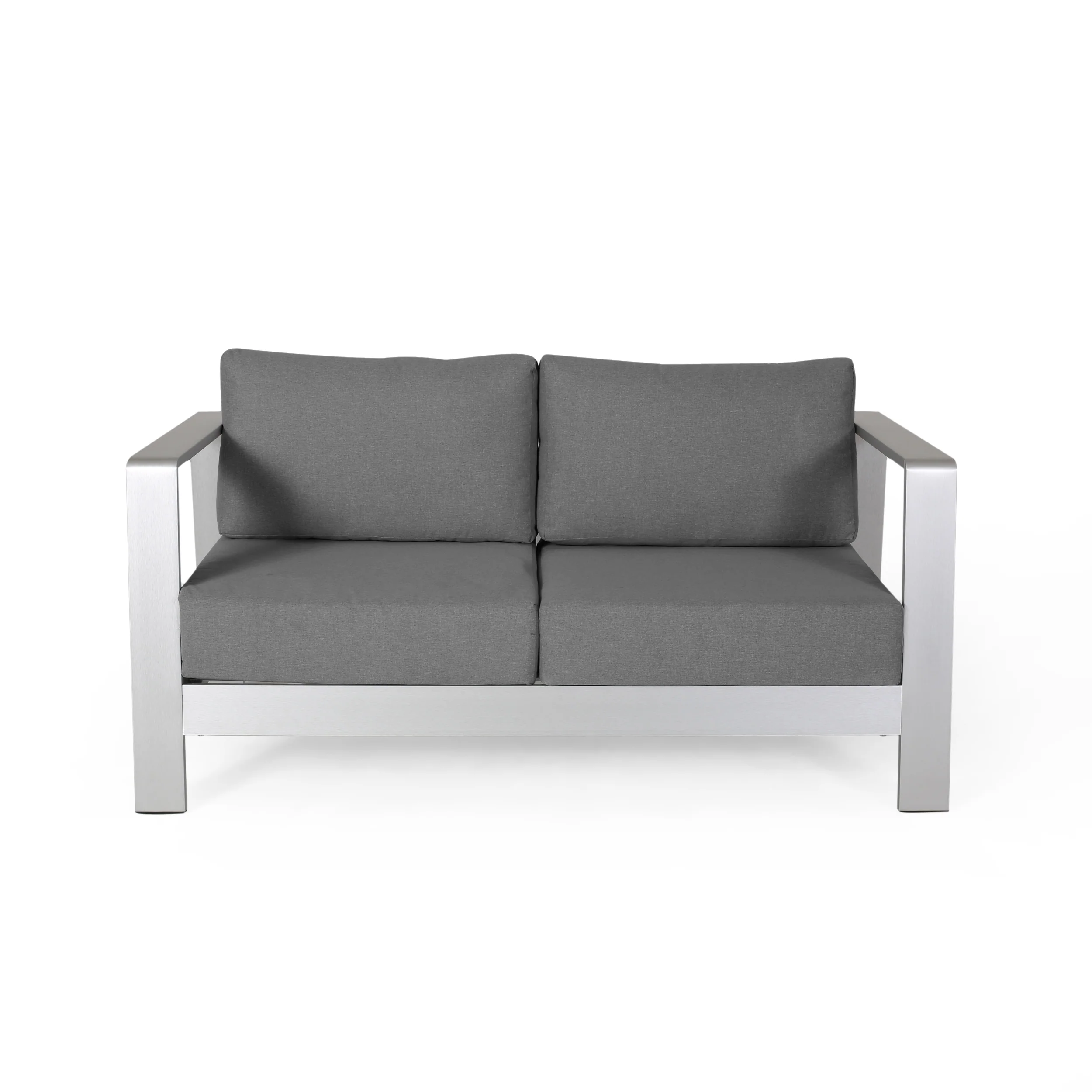 Laraine Outdoor Aluminum Club Chair and Coffee Table Set with Cushions - furnishings