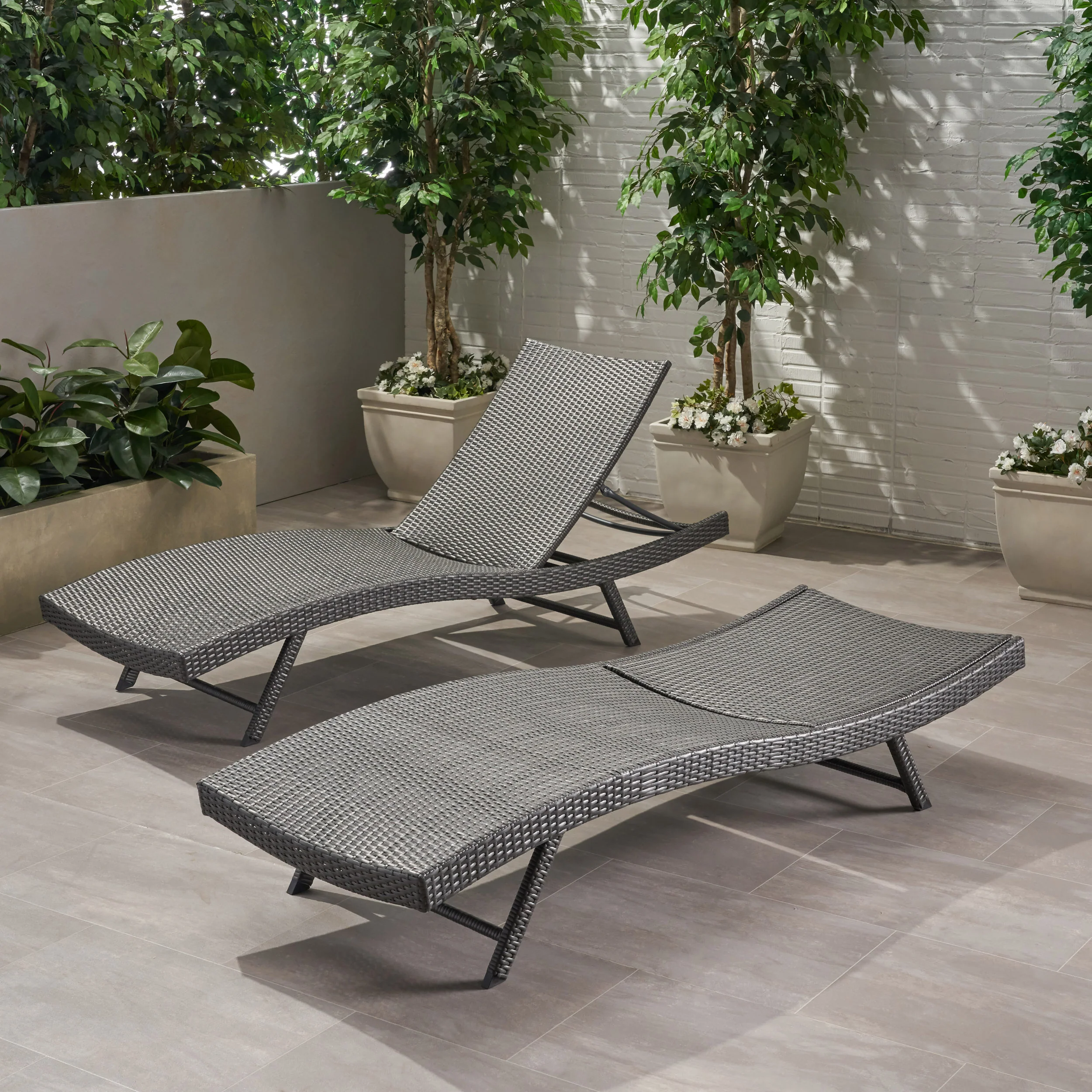 Eliana Outdoor Gray Wicker Chaise Lounge - furnishings