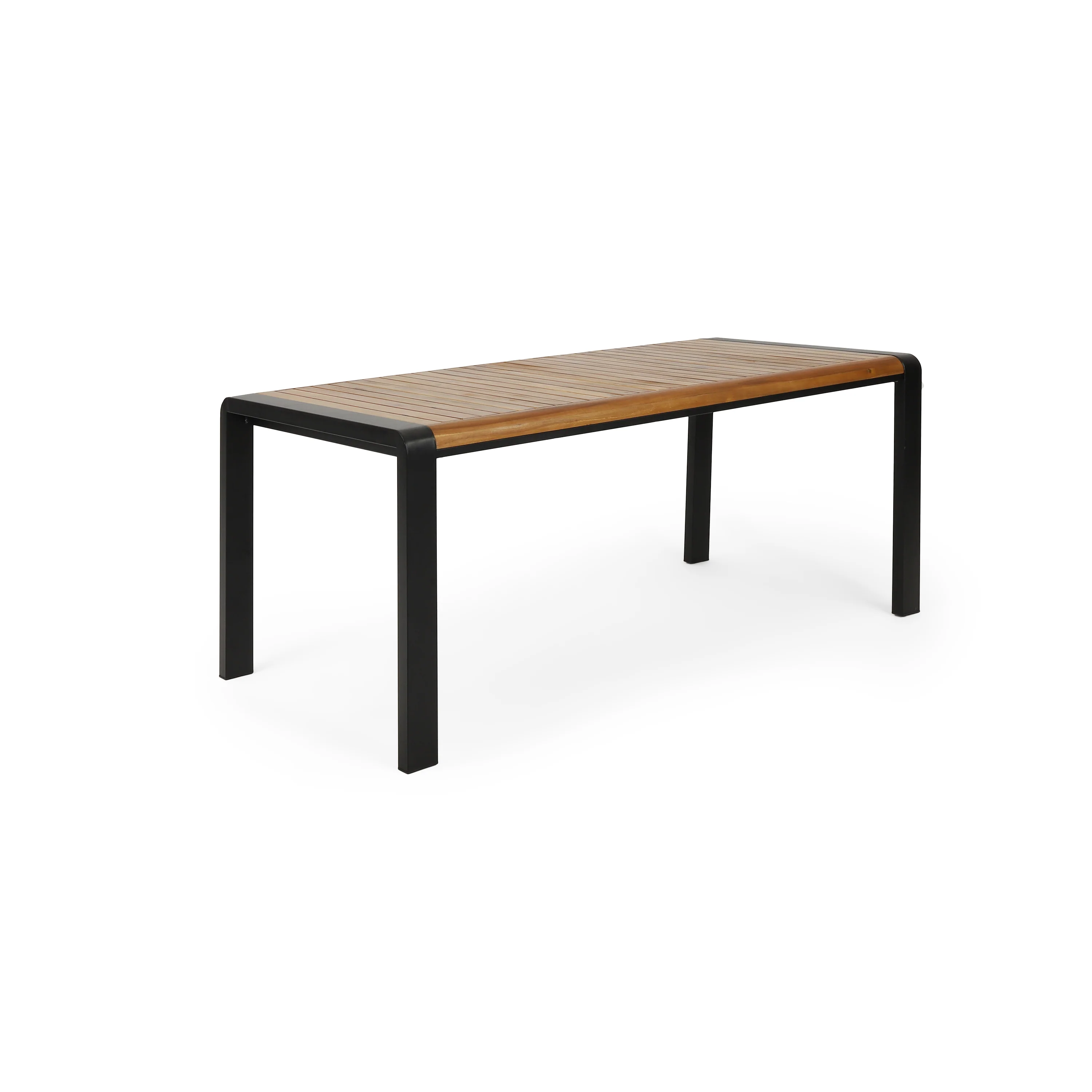 Roseland Outdoor Acacia Wood Dining Table, Teak and Black - furnishings