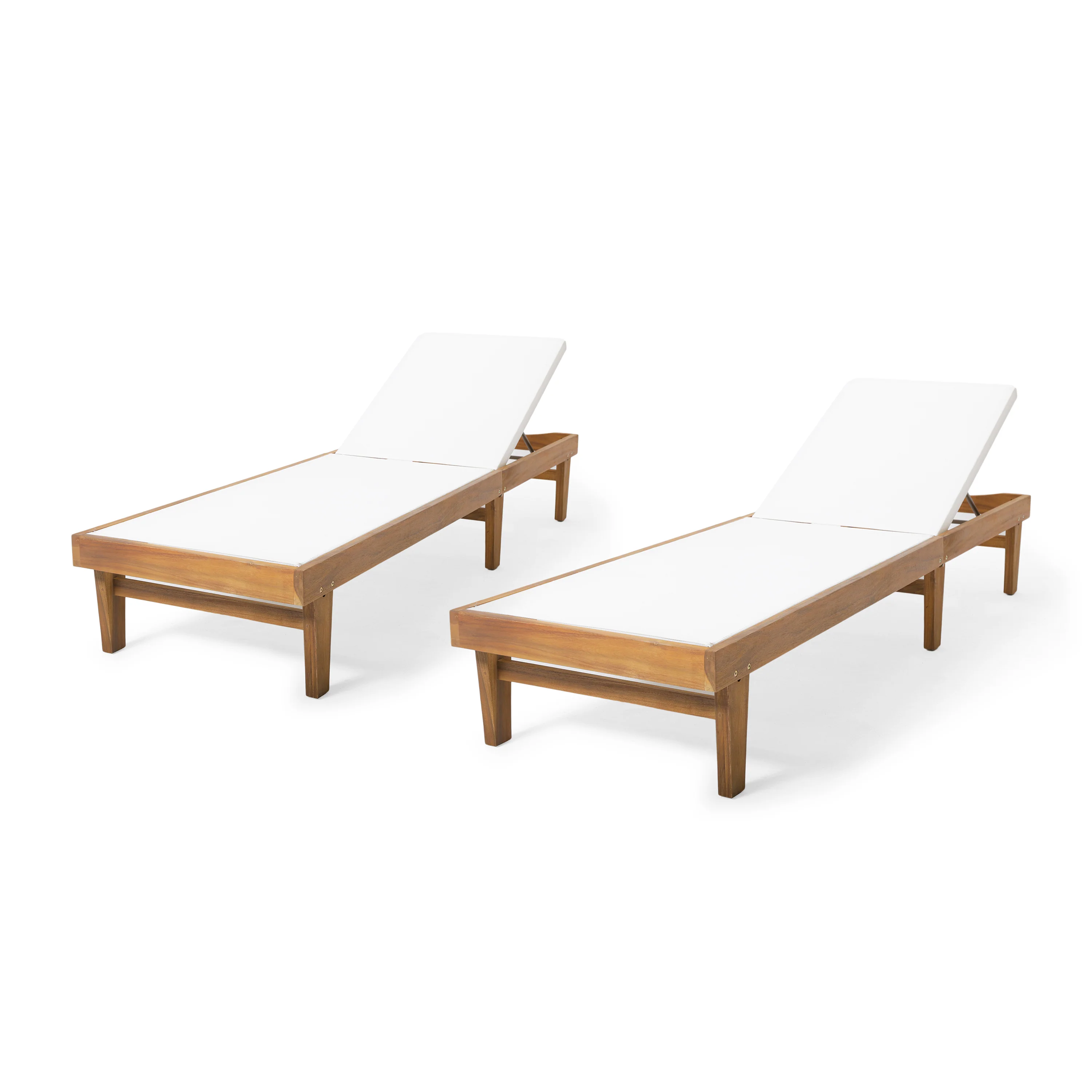 Shiny Outdoor Mesh and Wood Chaise Lounge (Set of 2) - furnishings