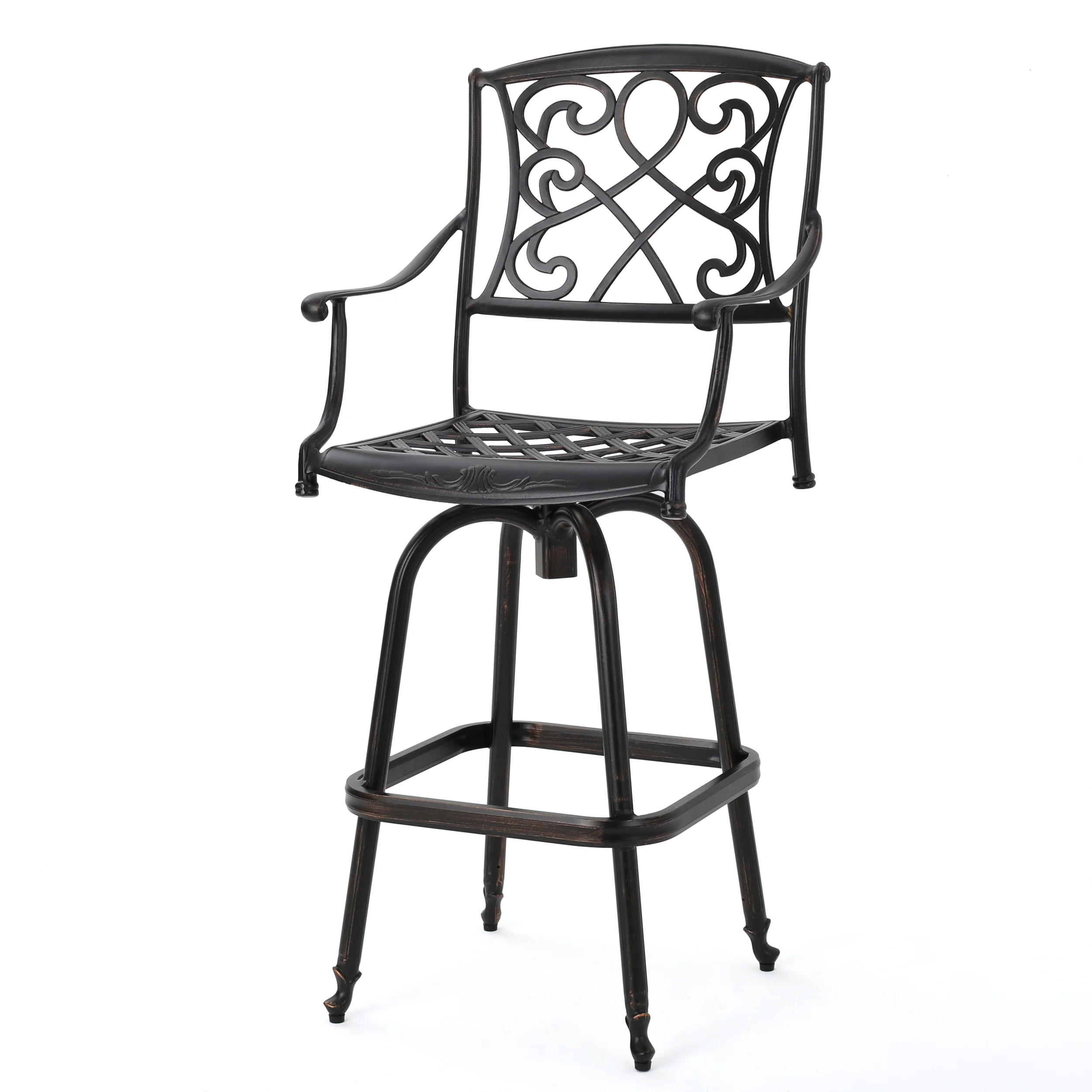 Paris Copper Finish Cast Aluminum 30-Inch Swivel Single Bar Stool - furnishings