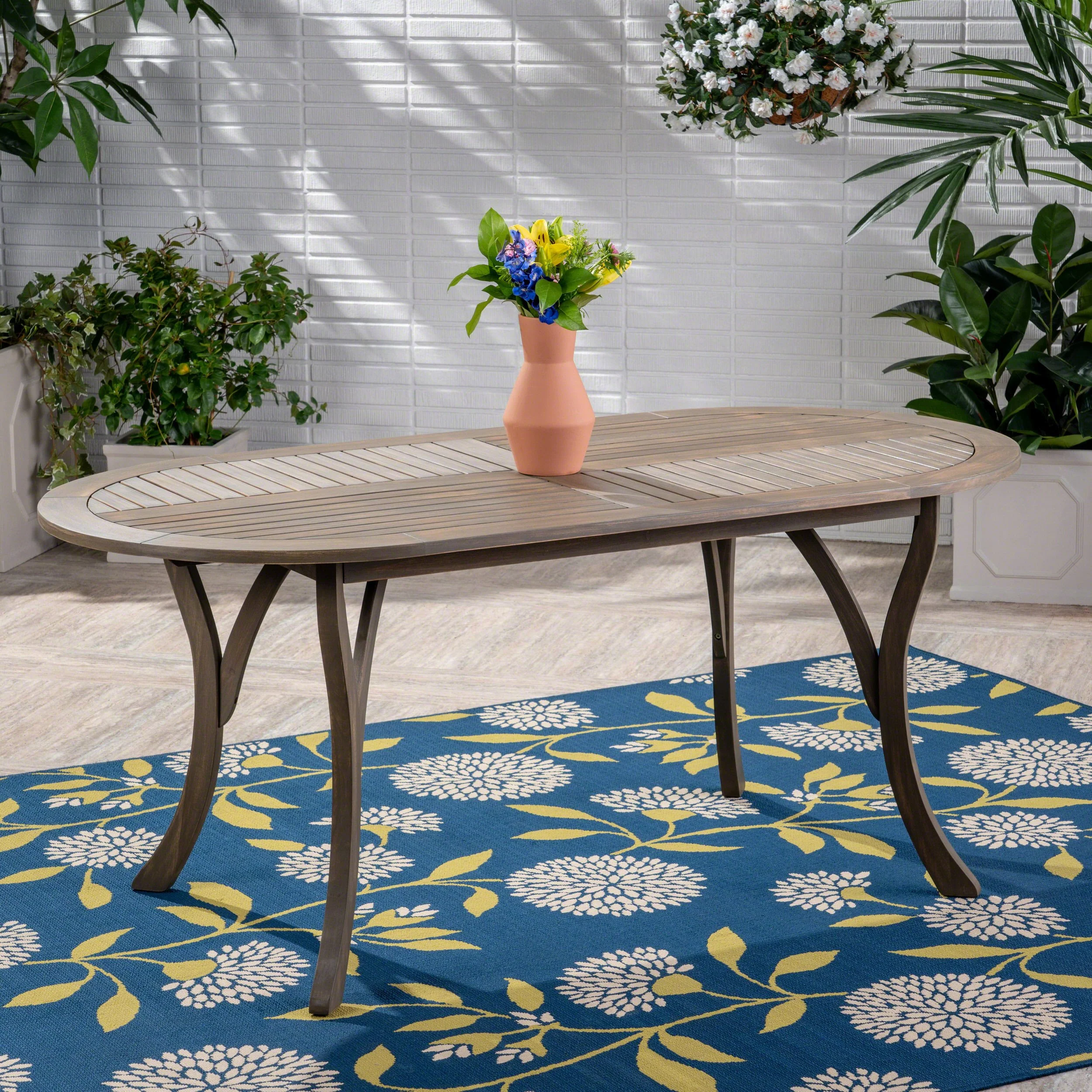 Baia Outdoor 70-inch Oval Acacia Wood Dining Table - furnishings