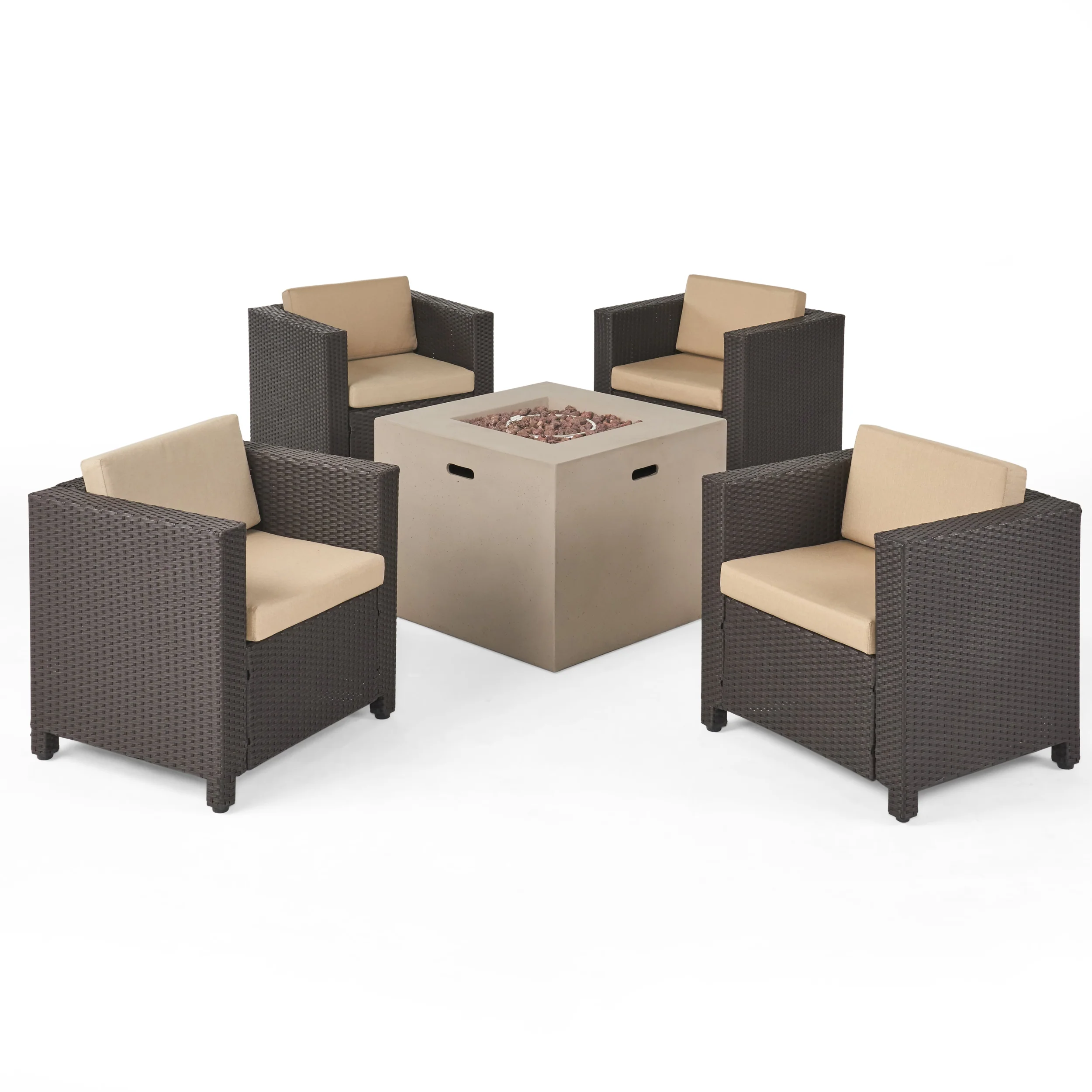 Venice 4-Seater Outdoor Fire Pit Chat Set - furnishings
