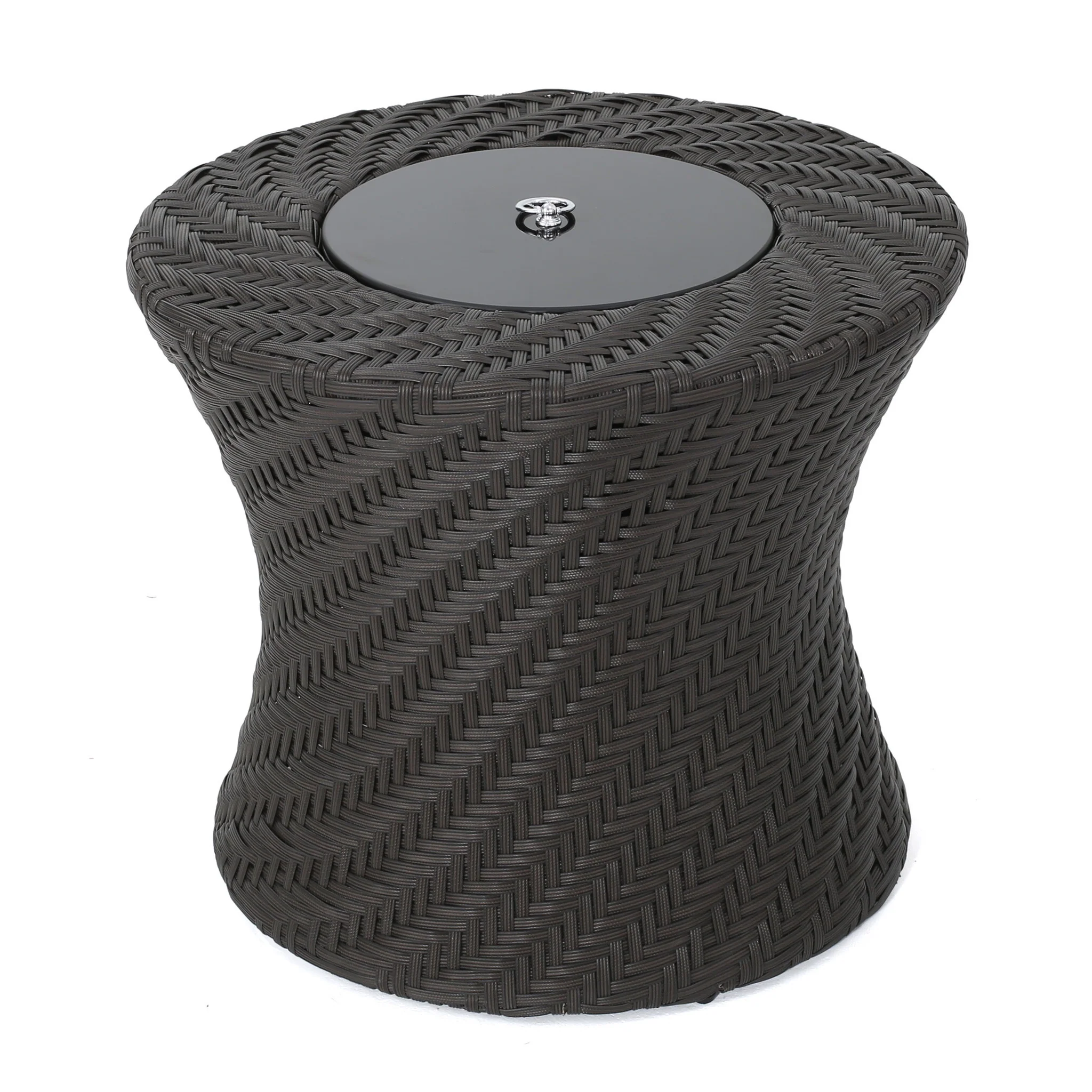 Berkshire Outdoor Brown Wicker Accent Table with Ice Bucket - furnishings