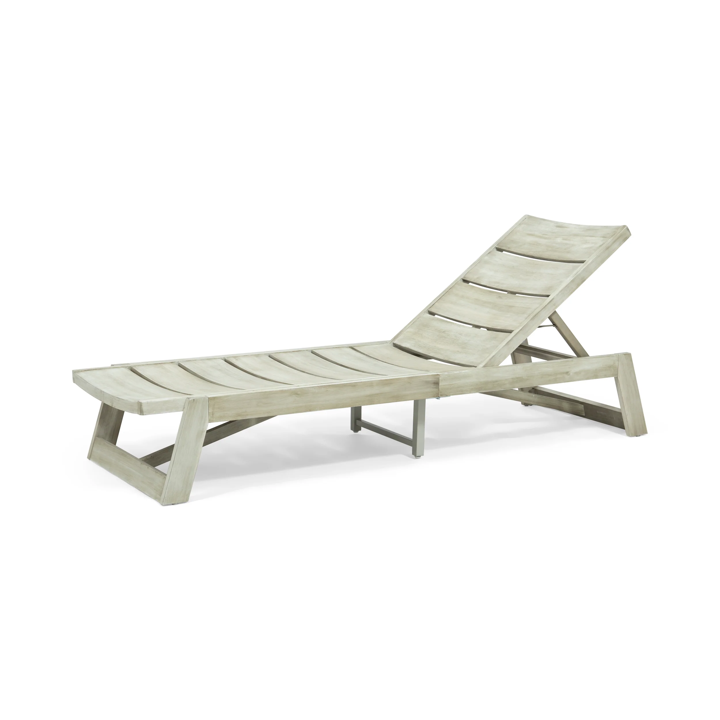 Lillian Outdoor Wood and Iron Chaise Lounge - furnishings