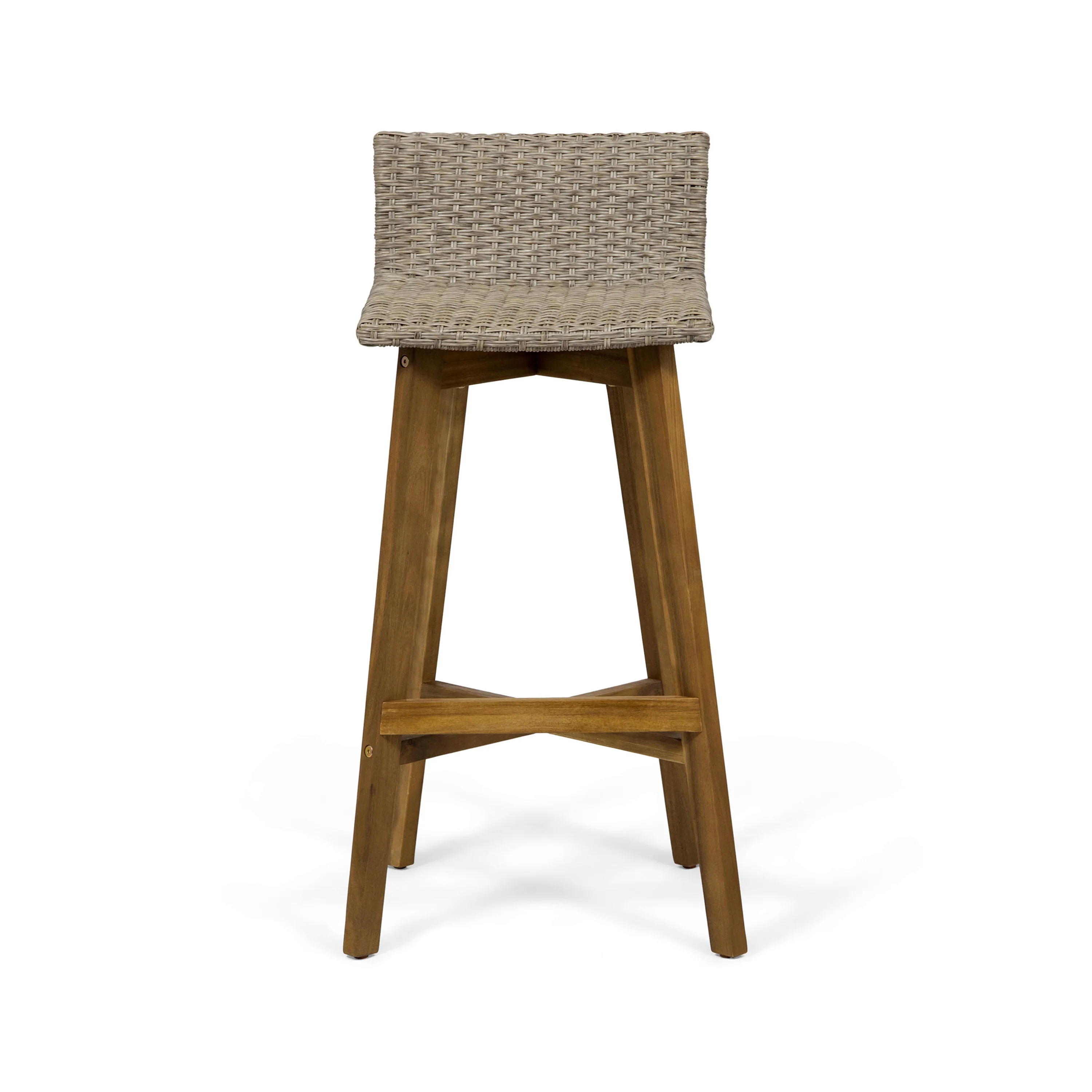 Bellagio Outdoor Acacia Wood & Wicker Barstools (Set of 2) - furnishings