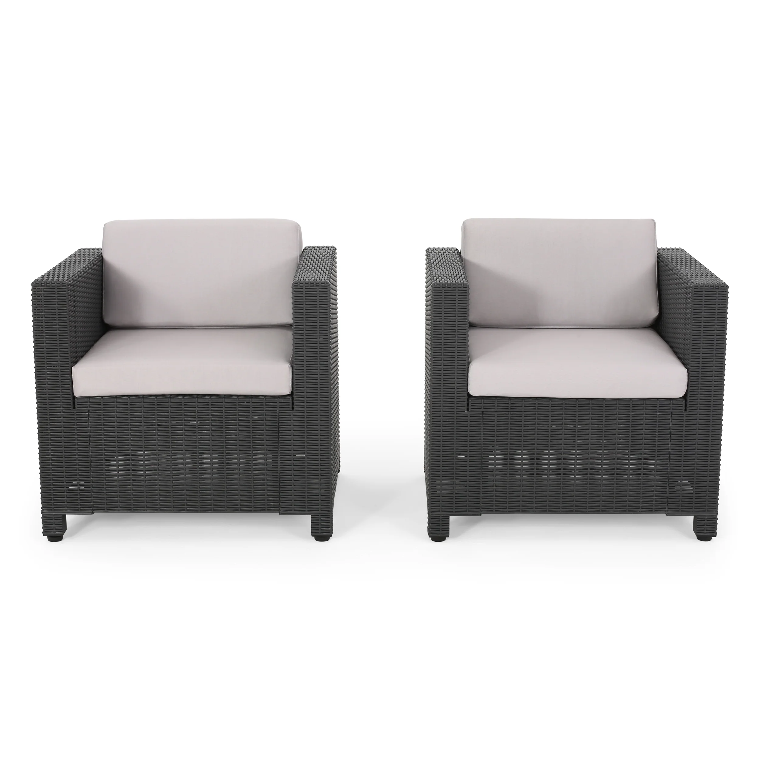 Riley Outdoor Wicker Print Club Chair with Cushions (Set of 2) - furnishings