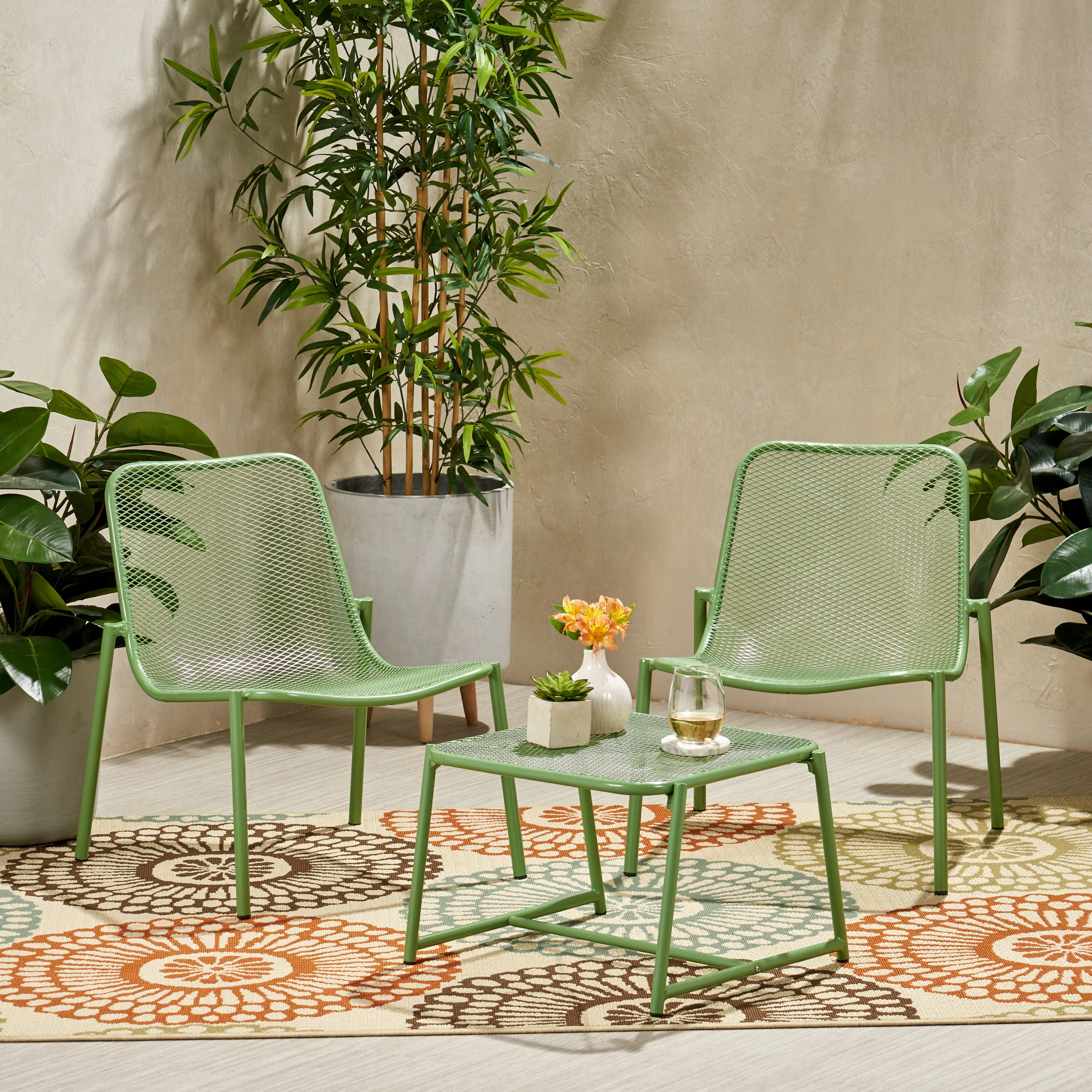 Brenner Outdoor Modern 2 Seater Chat Set - furnishings