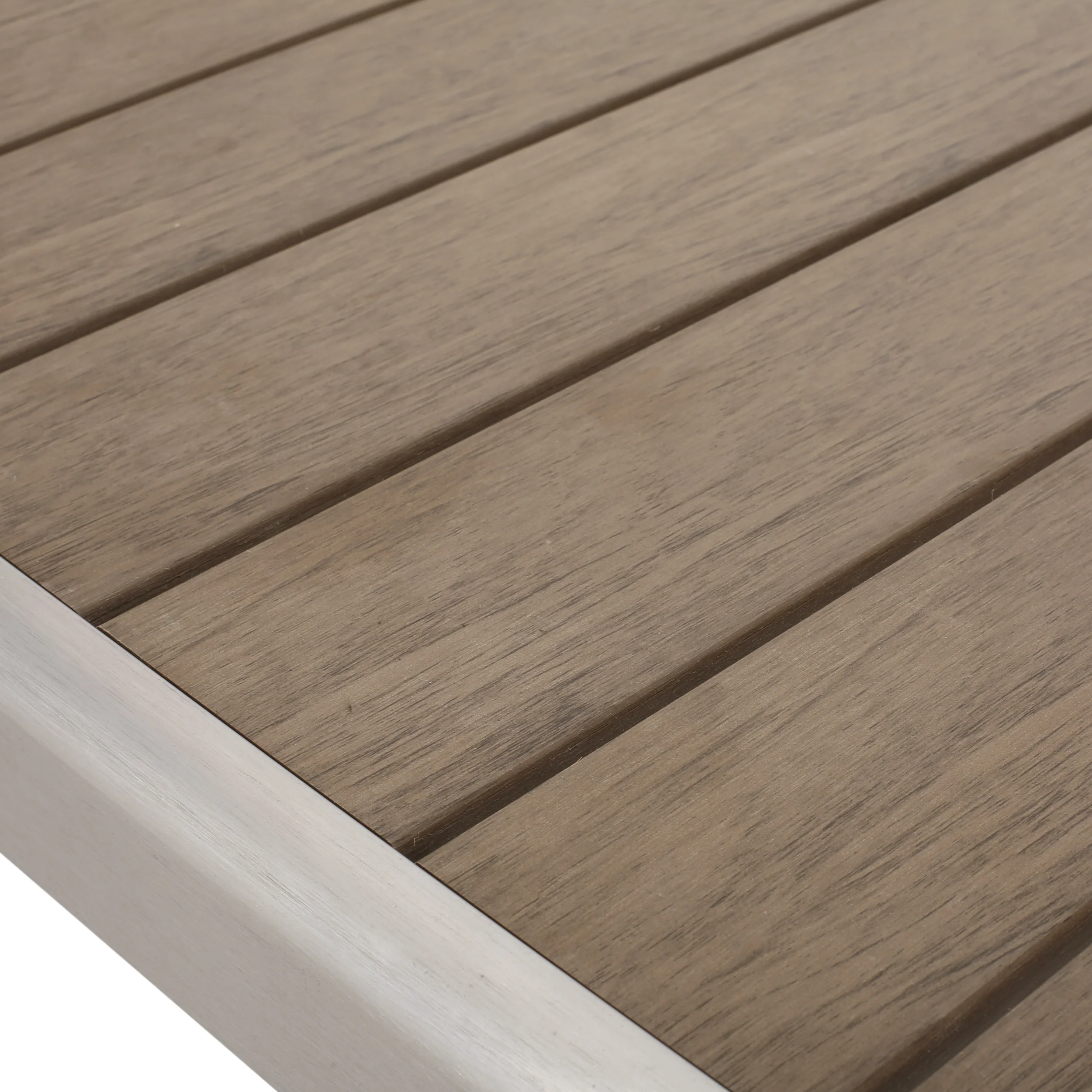 Cherie Outdoor Modern Aluminum Dining Table with Faux Wood Table Top - furnishings