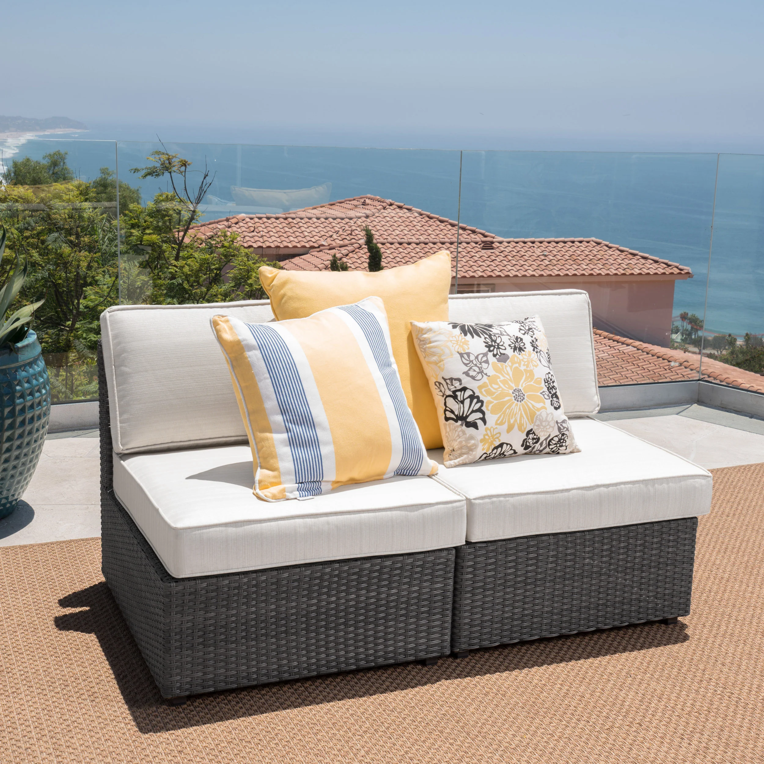 Reddington Outdoor Wicker Sectional Sofa Seat w/ Cushions (set of 2) - furnishings