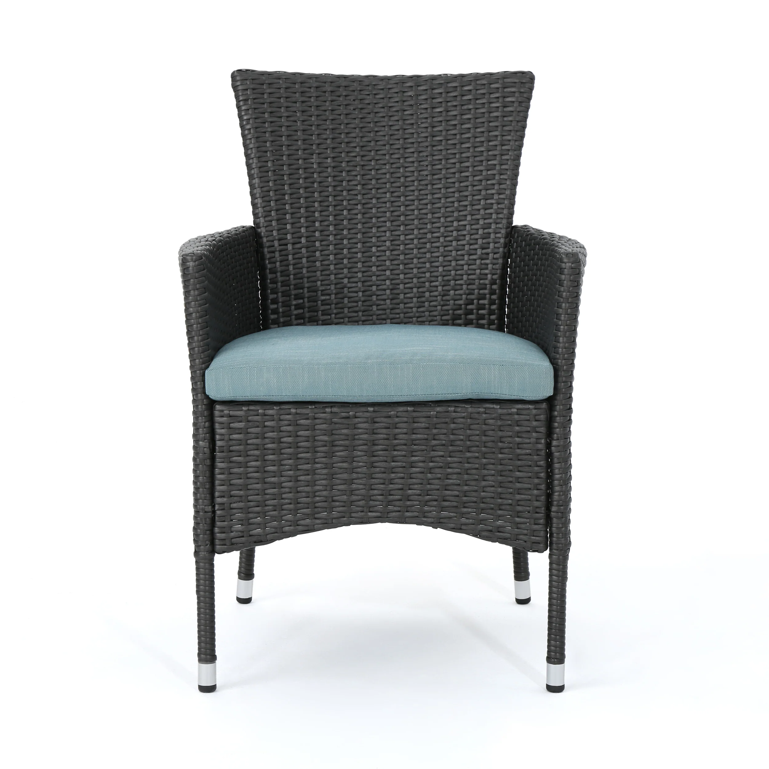 Clementine Outdoor Wicker Dining Chairs with Water Resistant Cushions - Set of 2 - furnishings