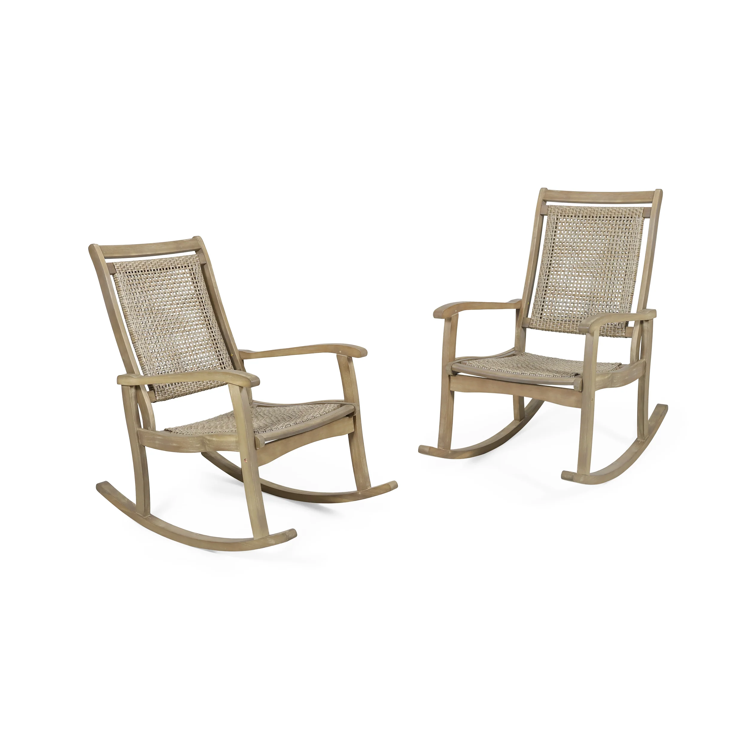 Dory Outdoor Rustic Wicker Rocking Chairs (Set of 2) - furnishings