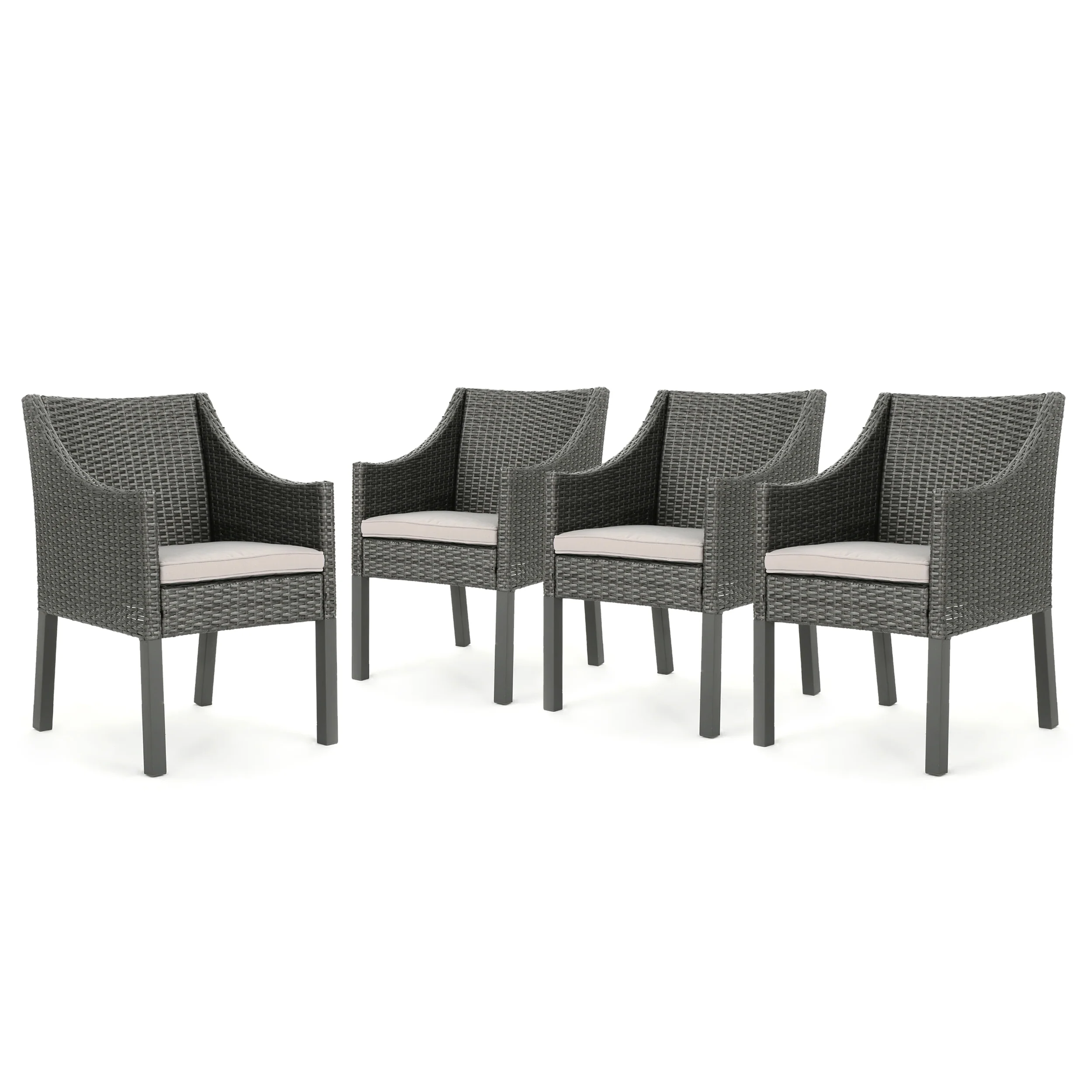 Aspen Outdoor Wicker Dining Chairs with Water Resistant Cushions (Set of 4) - furnishings