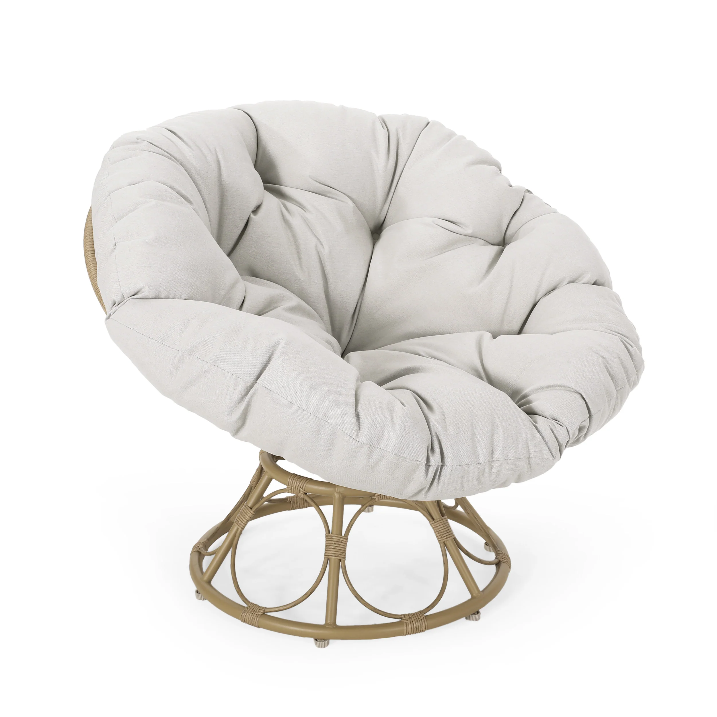 Andrus Outdoor Papasan Swivel Chair with Cushion - furnishings