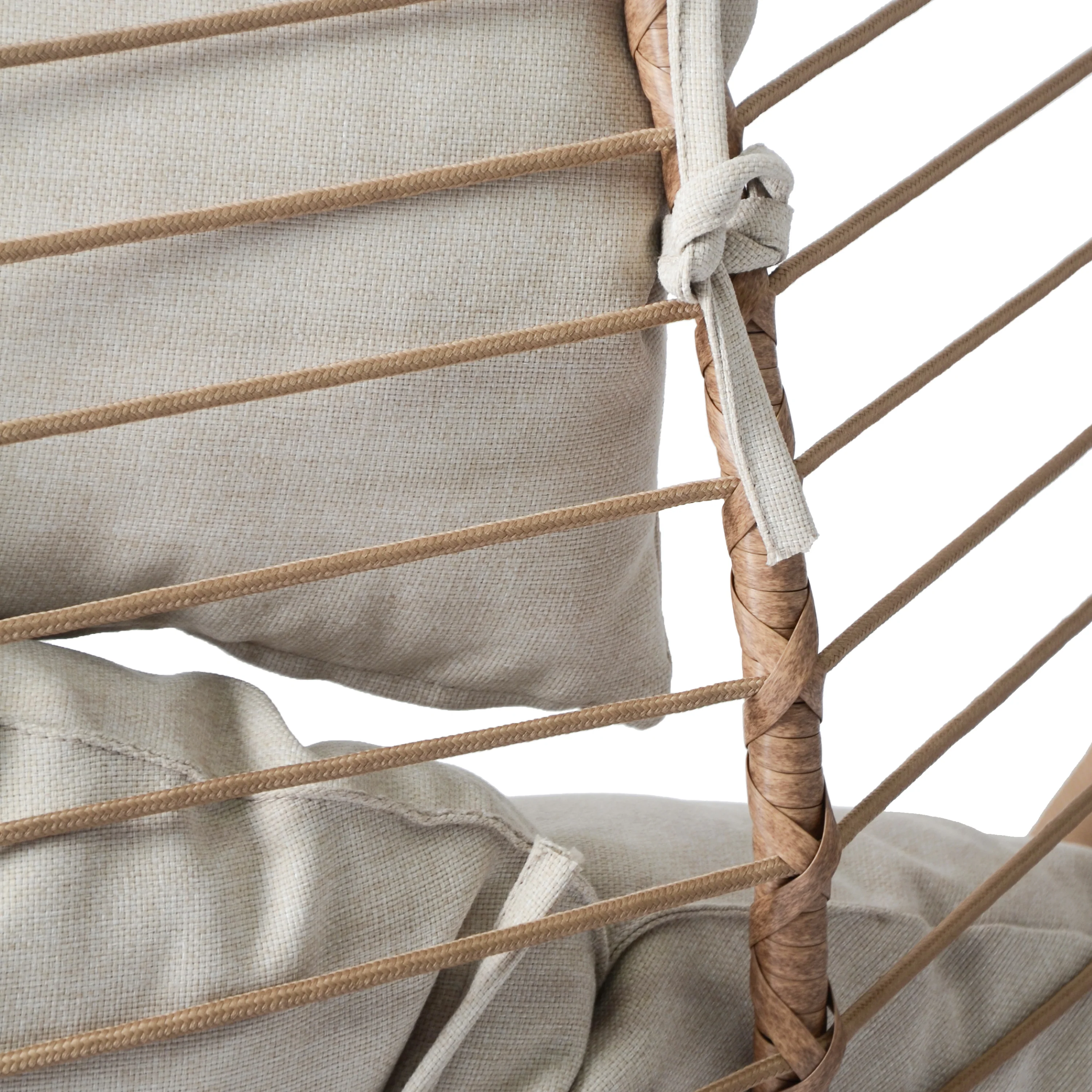 Luciane Outdoor Patio Hanging Basket Chair with Stand, Beige + Brown - furnishings