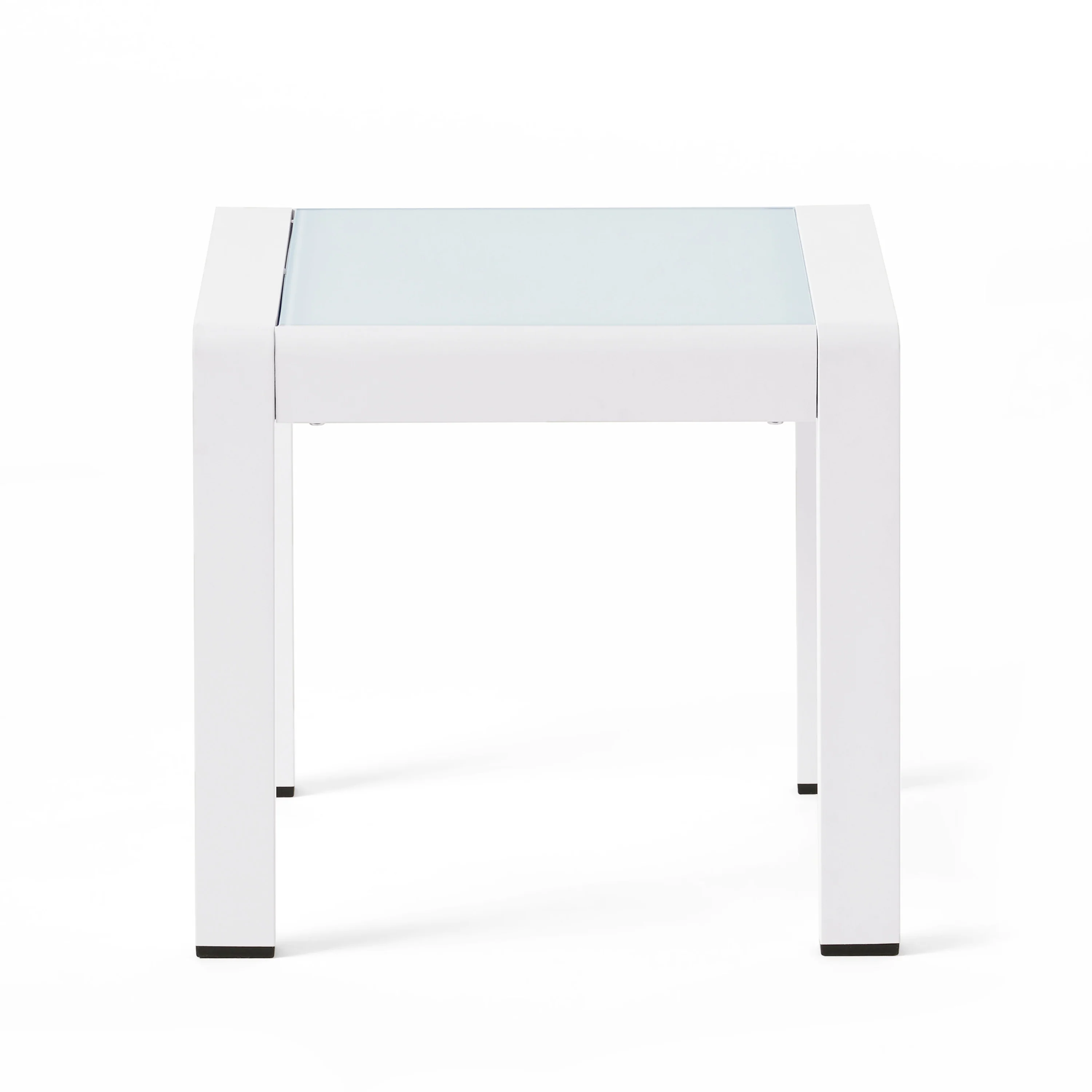 Giovanna Coral Outdoor Aluminum Side Table with Glass Top - furnishings