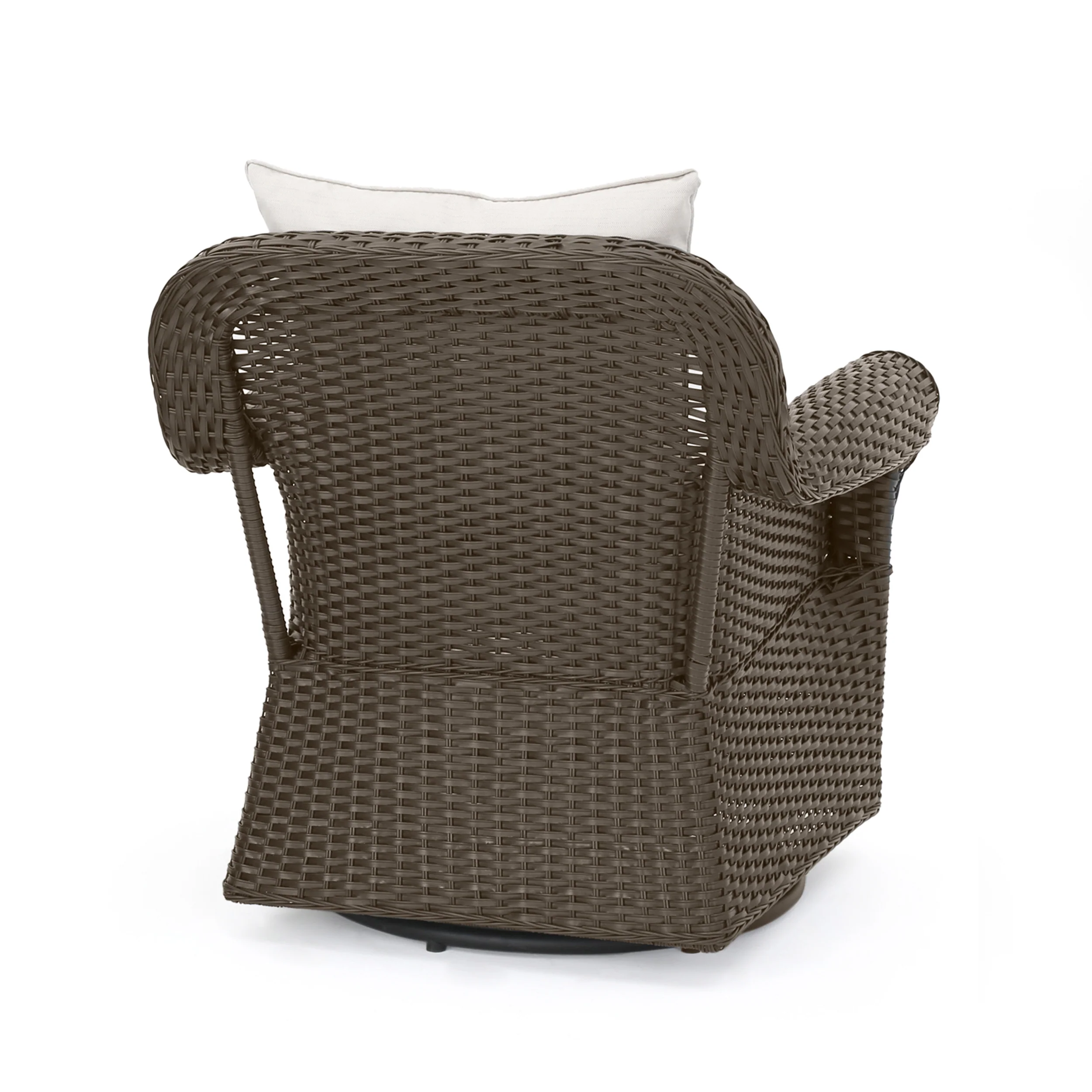 Admiral Outdoor 4 Seater Wicker Swivel Chair and Fire Pit Set - furnishings
