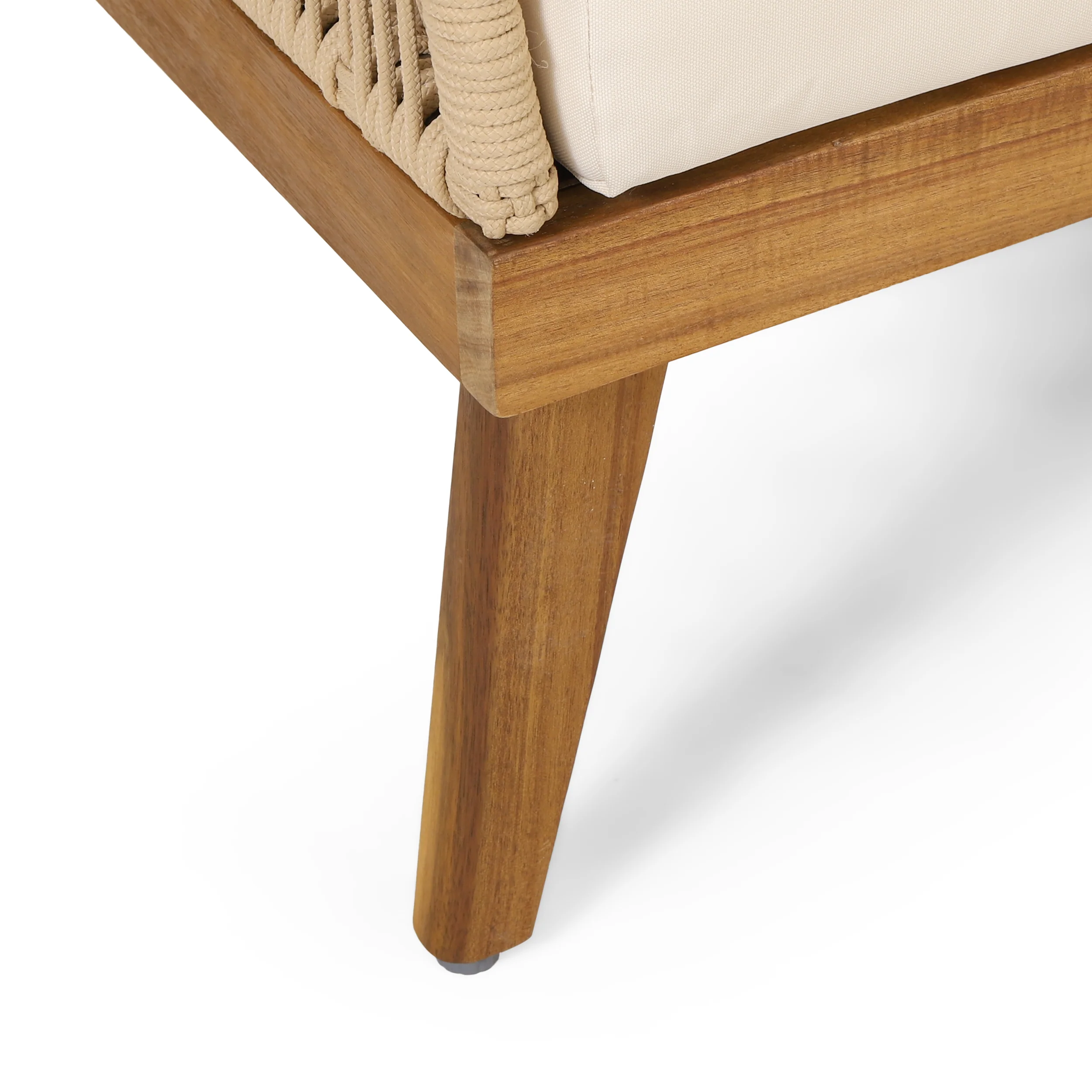 Hueber Outdoor Acacia Wood Club Chairs with Cushion, Set of 2, Teak, Light Brown, and Beige - furnishings