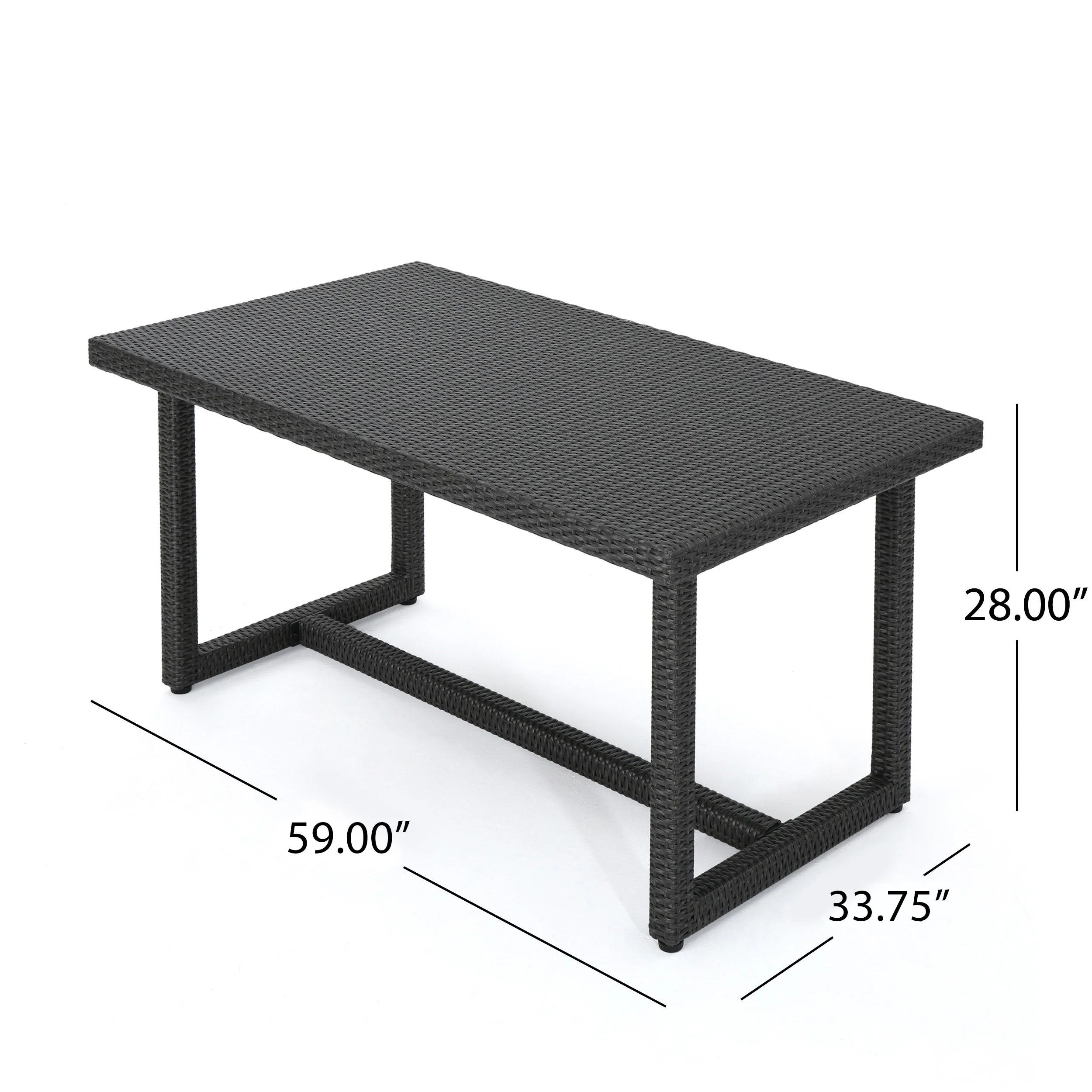 Malibu Outdoor 59 Inch Wicker Dining Table - furnishings