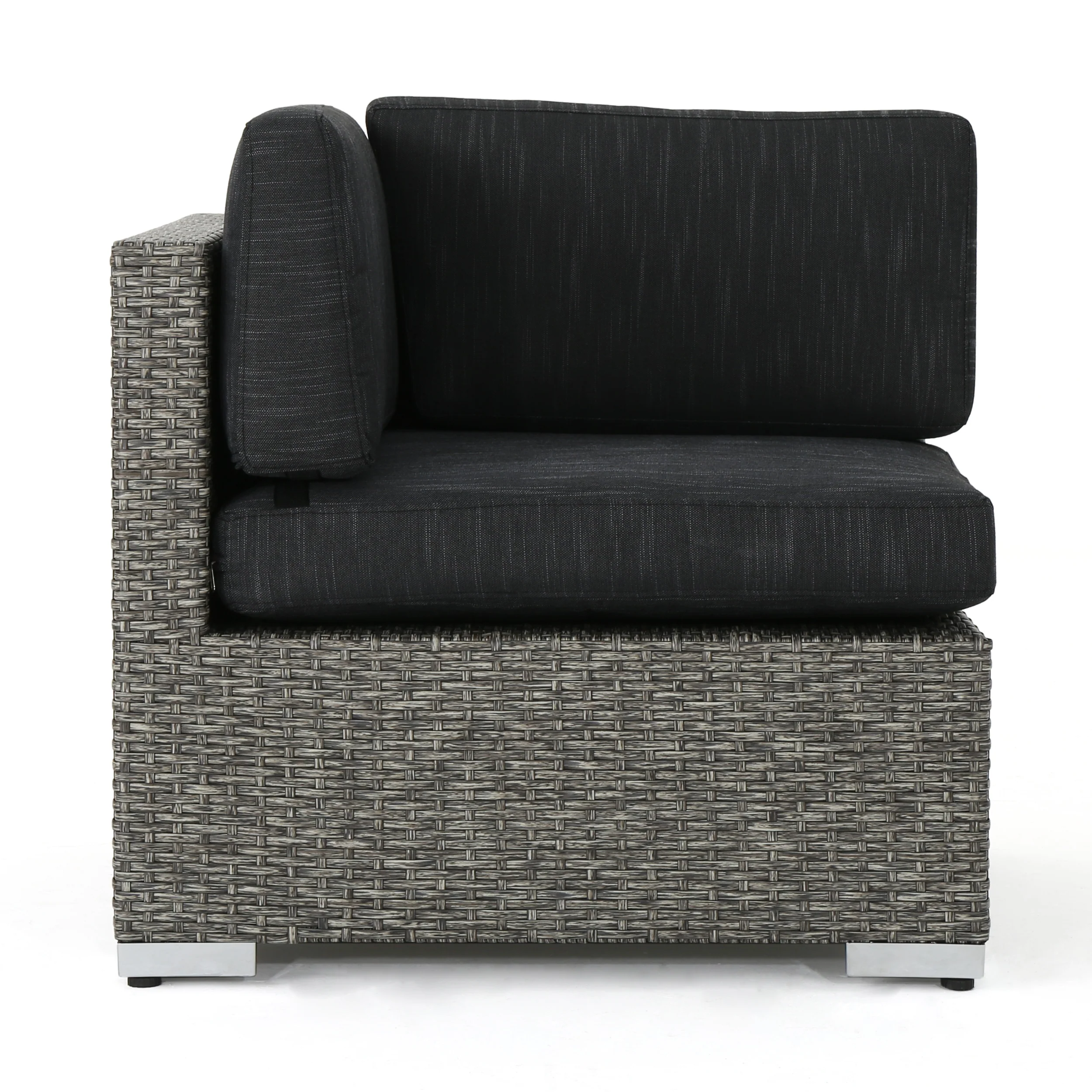 Pueblo Outdoor 7 Seat Wicker V Shaped Sectional Sofa w/ Water Resistant Cushions - furnishings