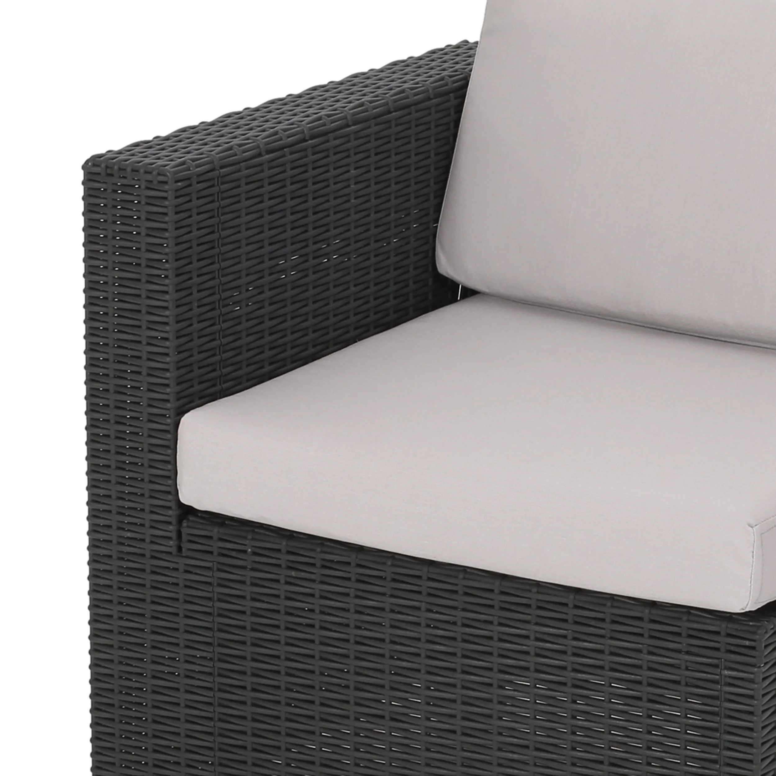Riley Outdoor Faux Wicker Print 3 Seater Sectional Set with Ottoman - furnishings