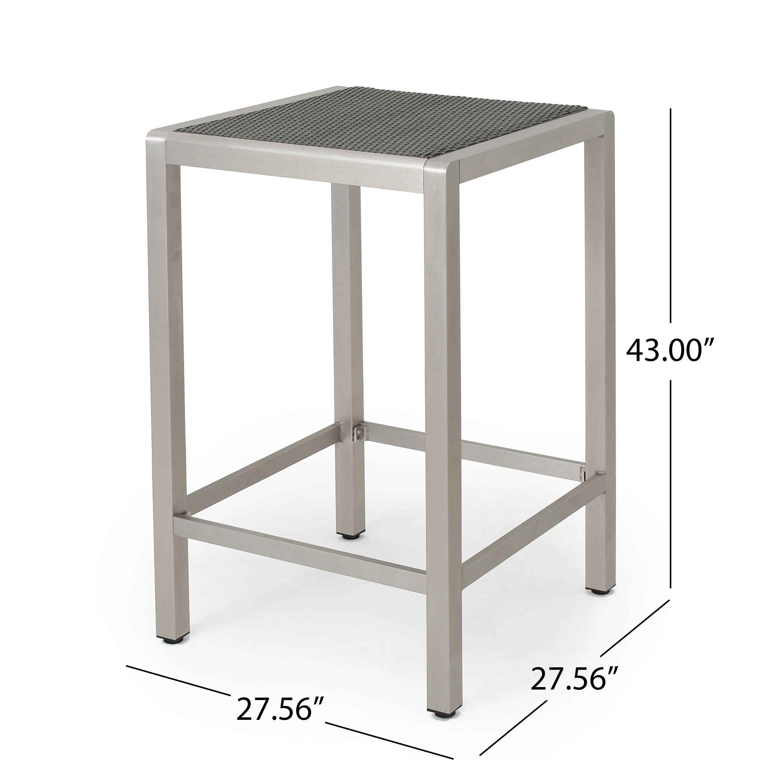 Capral Outdoor Modern Gray Wicker Bar Table with Aluminum Frame - furnishings