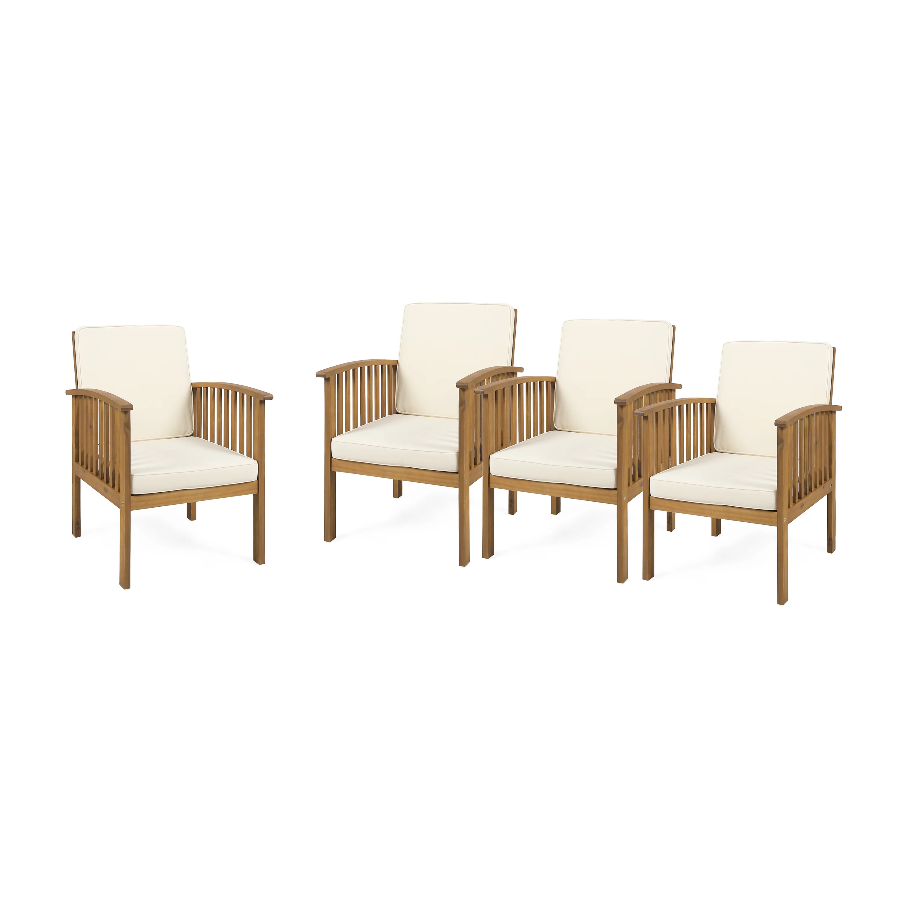 Ray Acacia Outdoor Acacia Wood Club Chairs w/ Cushions - furnishings